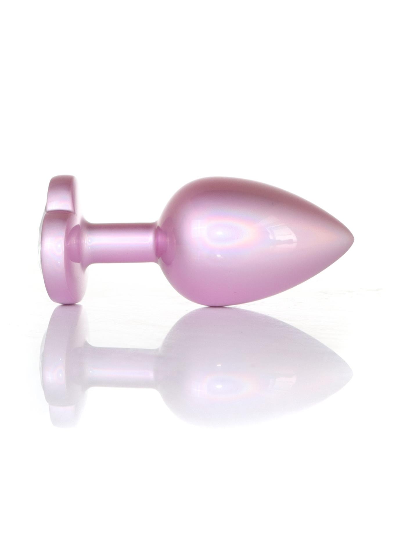 Plug-Jewellery Pearl Pink Heart Plug- Clear L