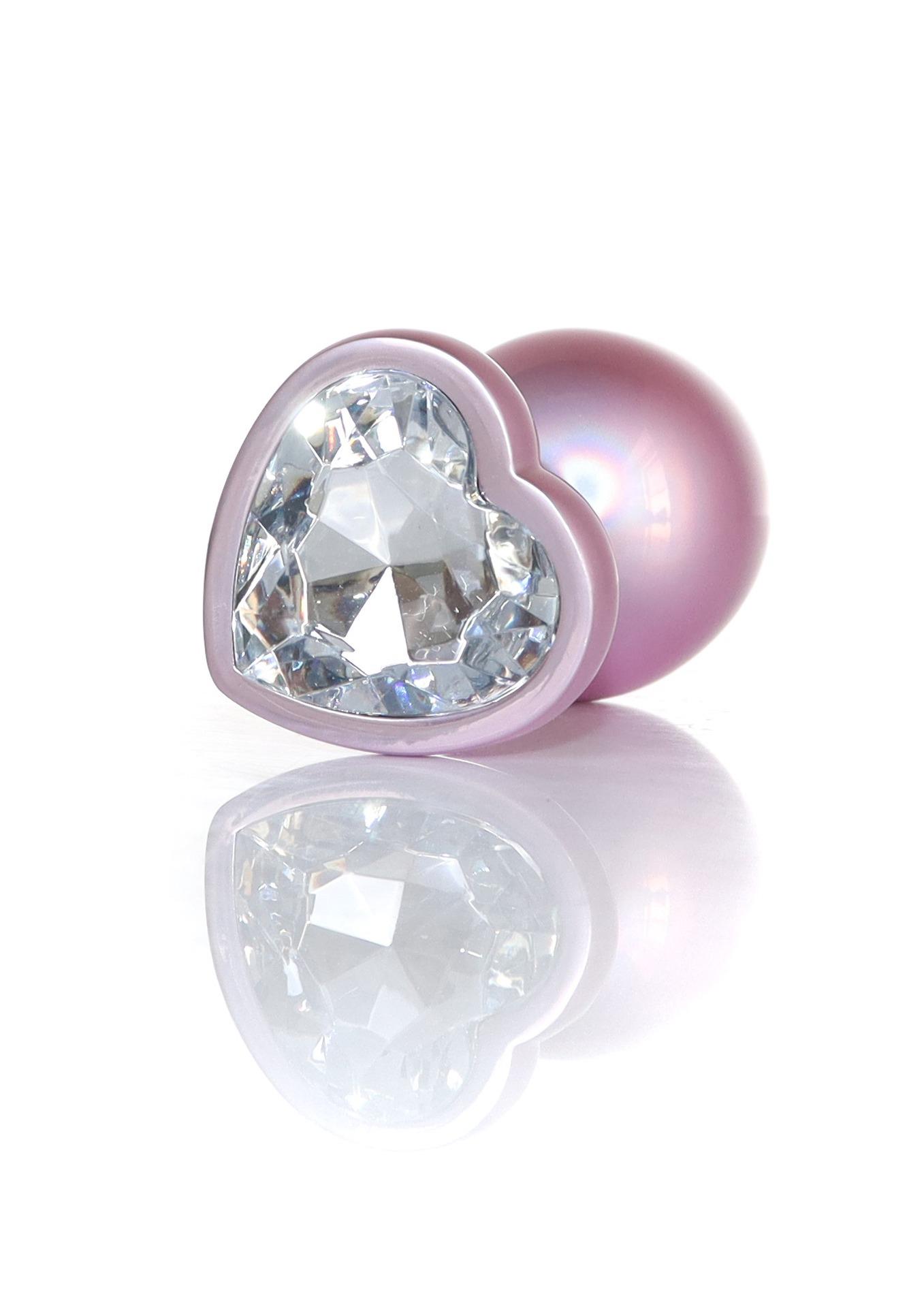 Plug-Jewellery Pearl Pink Heart Plug- Clear L
