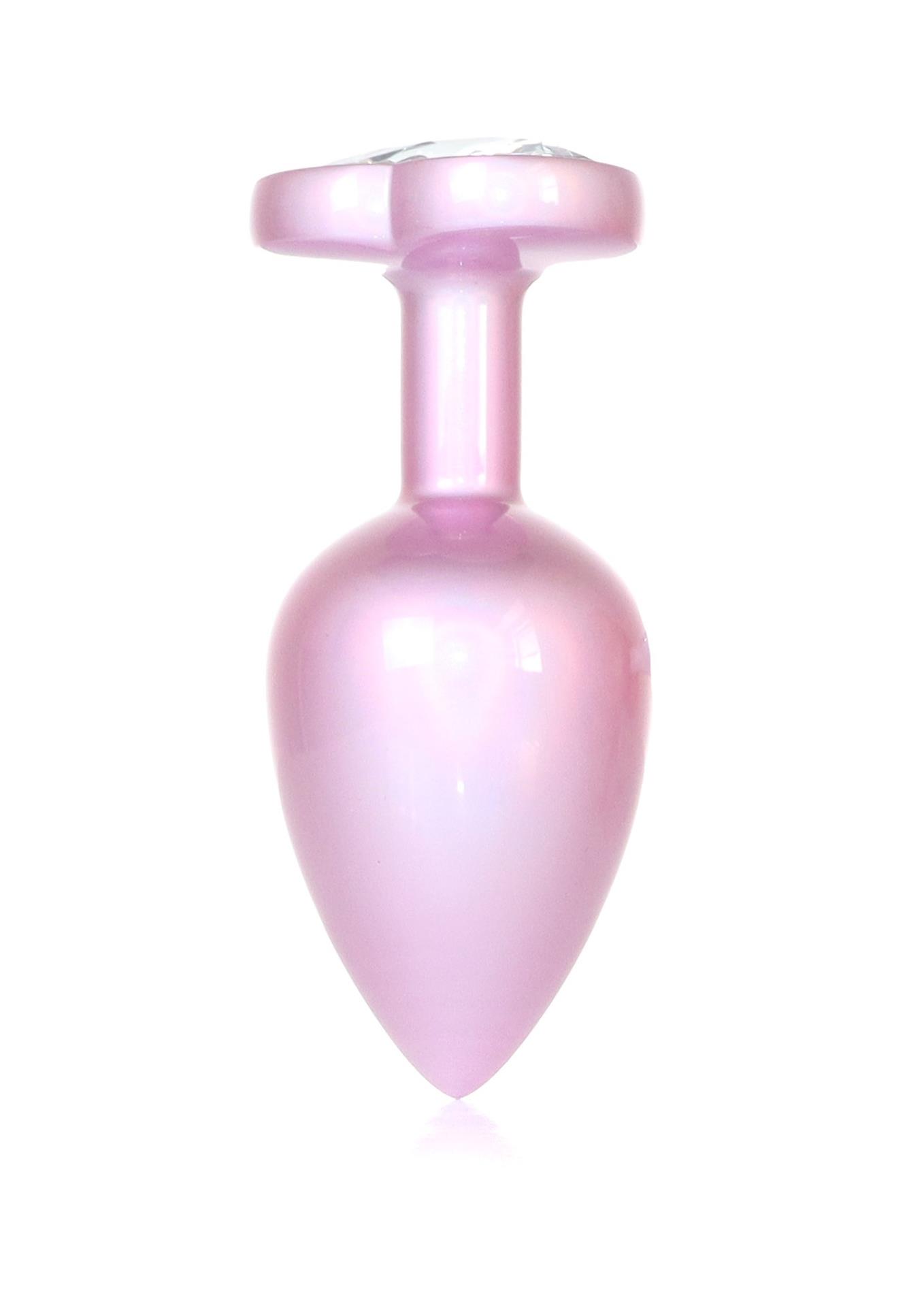 Plug-Jewellery Pearl Pink Heart Plug- Clear L