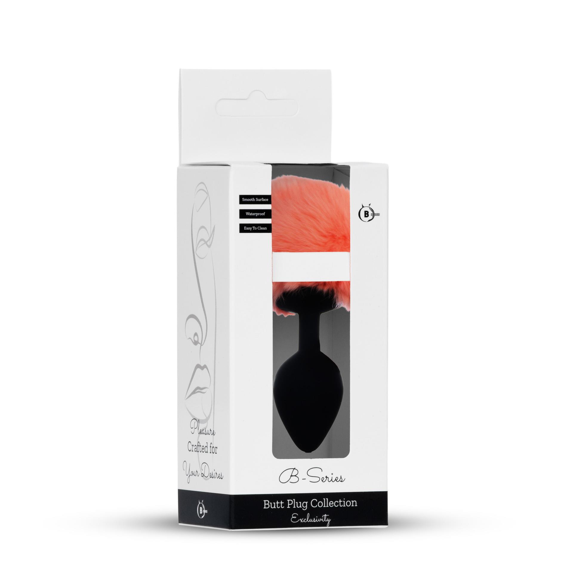 Plug-Jewellery Silicon Plug - Bunny Tail - Black-Peach