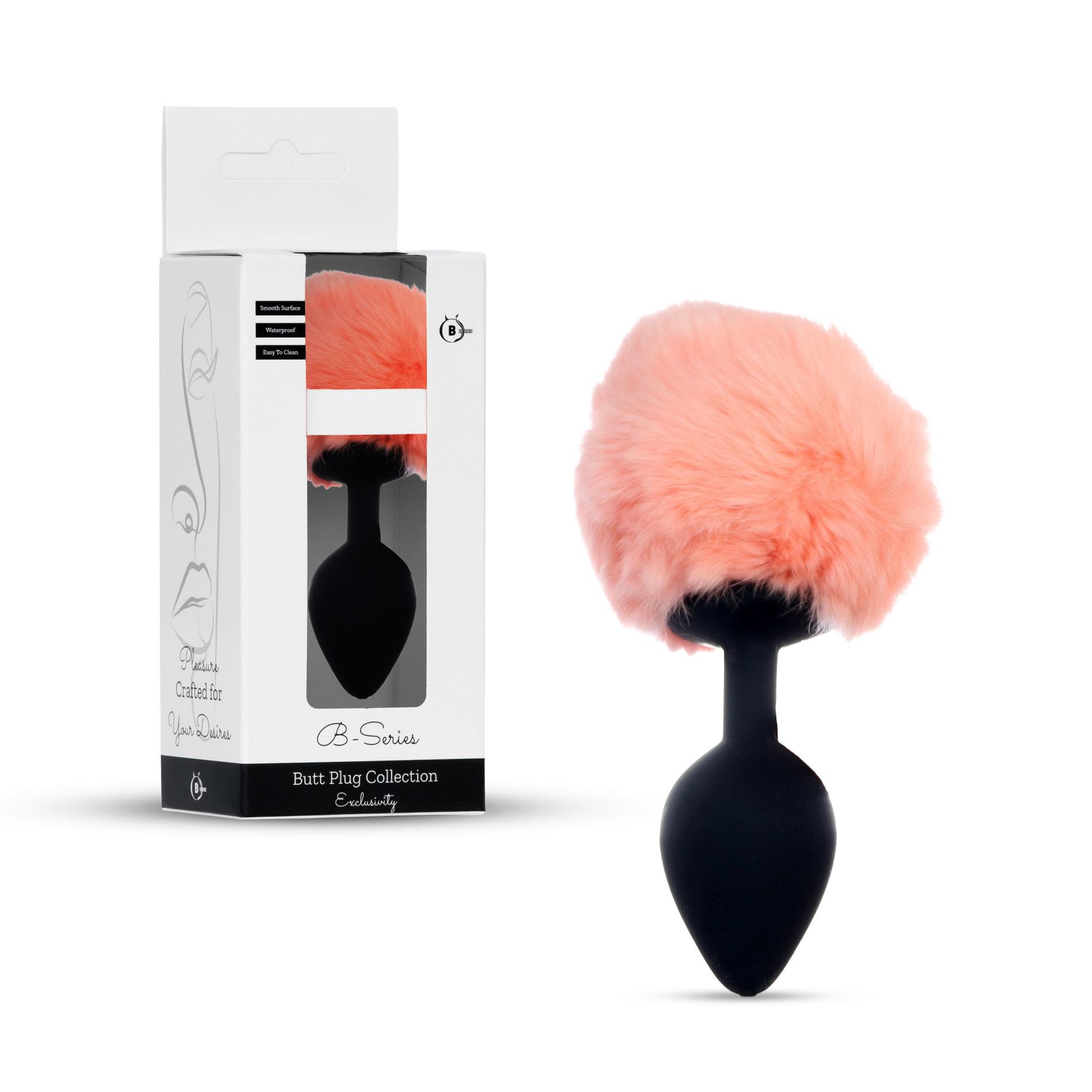 Plug-Jewellery Silicon Plug - Bunny Tail - Black-Peach