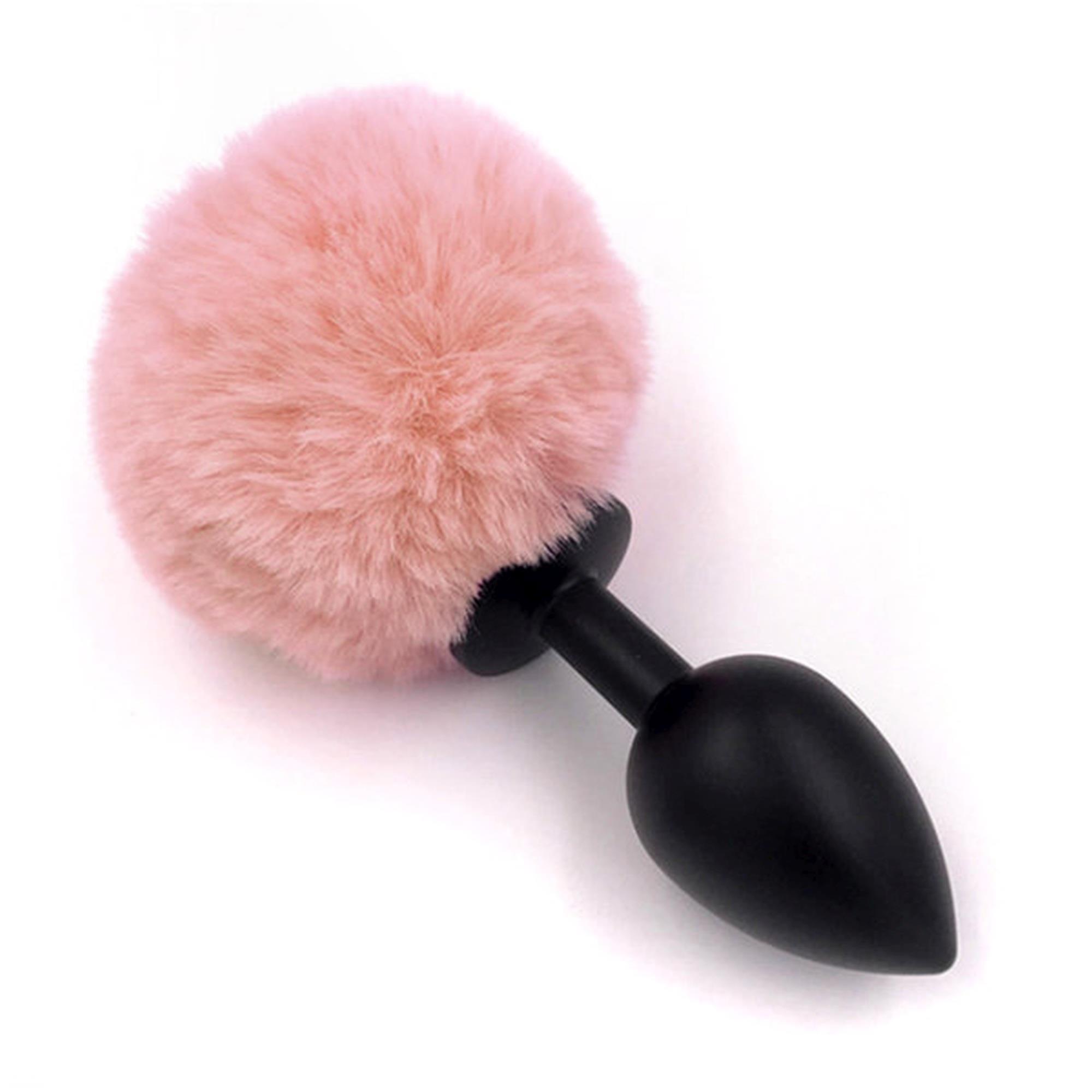 Plug-Jewellery Silicon Plug - Bunny Tail - Black-Peach