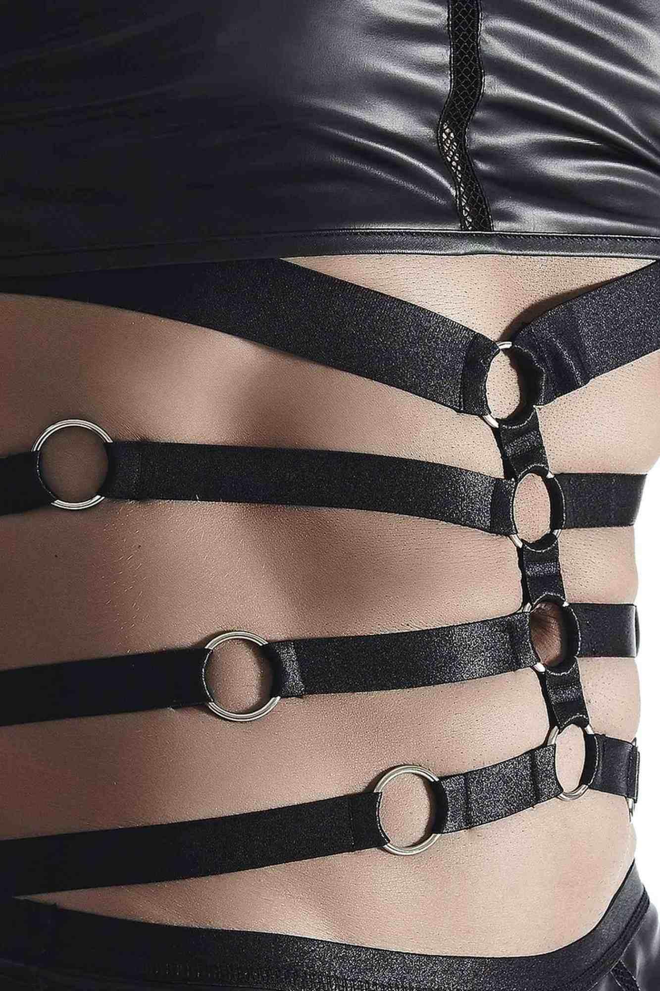 Męski Komplet Z Wetlooka: T-Shirt Z Ozdobną Gumą, Stringi Z Ozdobną Taśmą