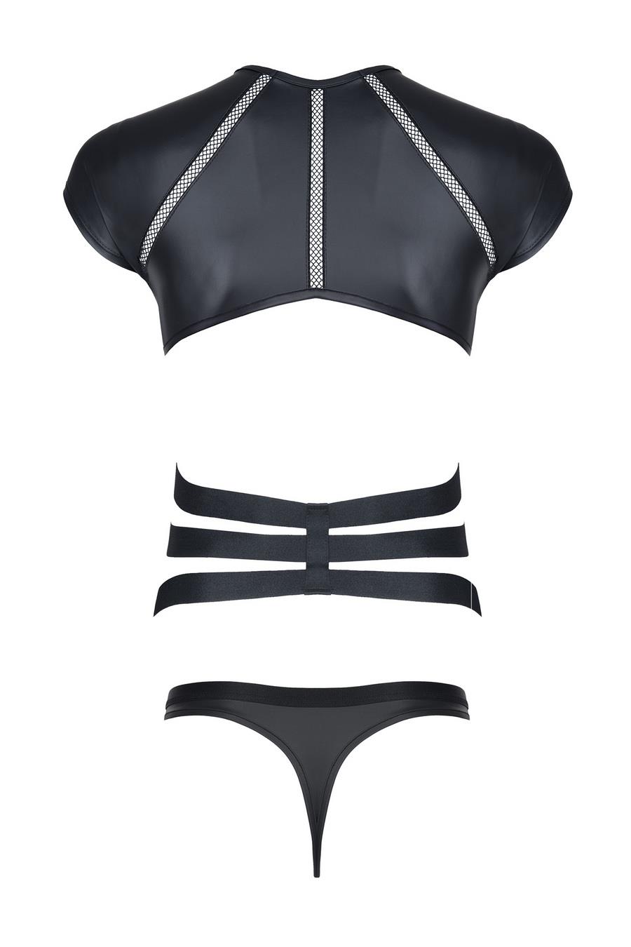 Męski Komplet Z Wetlooka: T-Shirt Z Ozdobną Gumą, Stringi Z Ozdobną Taśmą