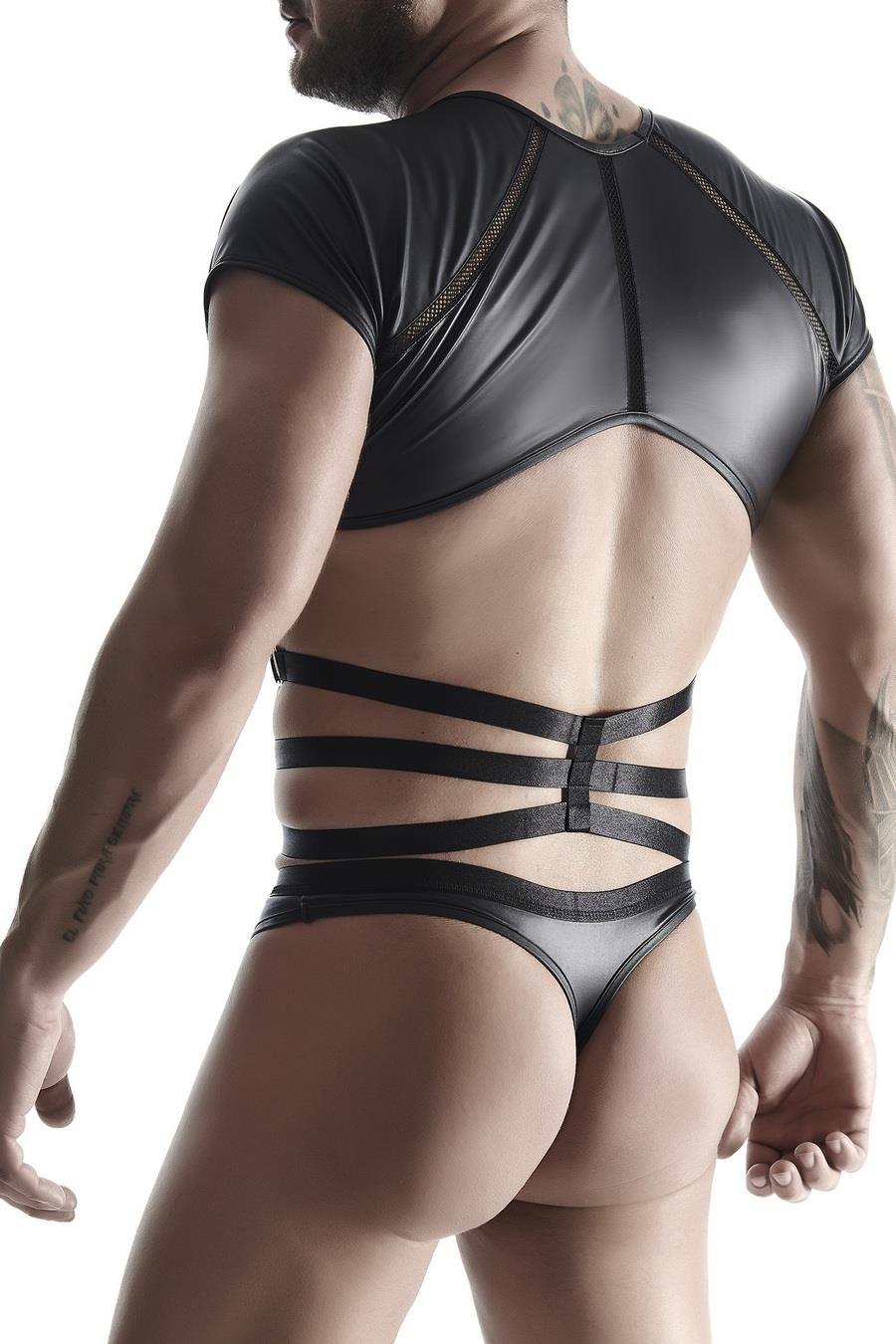 Męski T-Shirt Z Wetlooka Z Dekoracyjnymi Wstawkami Z Taśmy I Gumy L