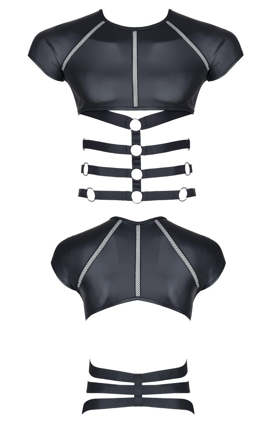 Męski T-Shirt Z Wetlooka Z Dekoracyjnymi Wstawkami Z Taśmy I Gumy L