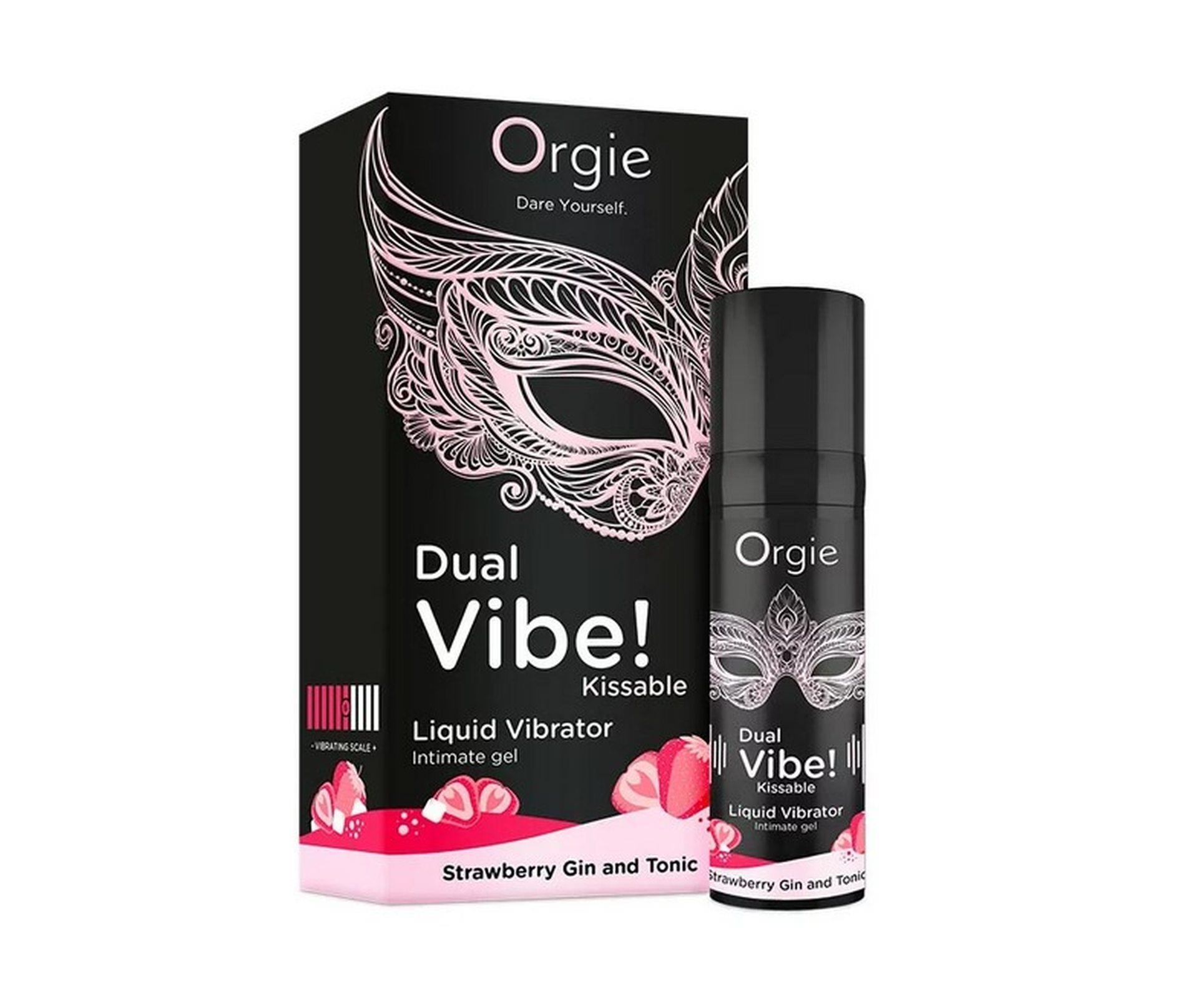 Żel wibrujący Orgie Dual Vibe! Kissable Liquid Vibrating Strawberry Gin And Tonic 15ml