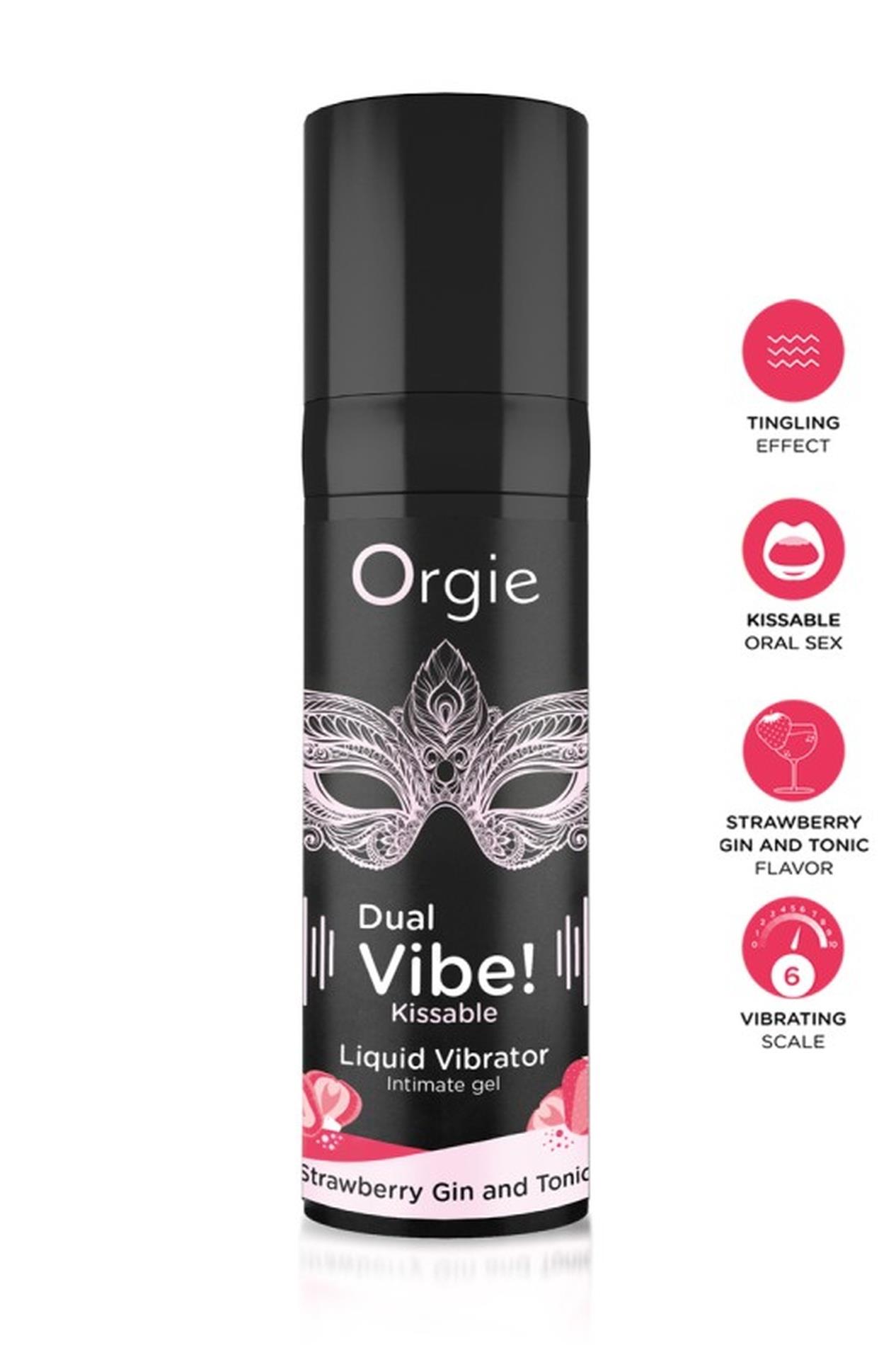 Żel wibrujący Orgie Dual Vibe! Kissable Liquid Vibrating Strawberry Gin And Tonic 15ml