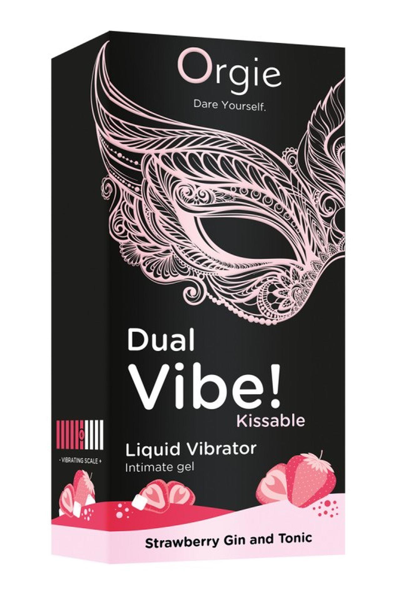 Żel wibrujący Orgie Dual Vibe! Kissable Liquid Vibrating Strawberry Gin And Tonic 15ml