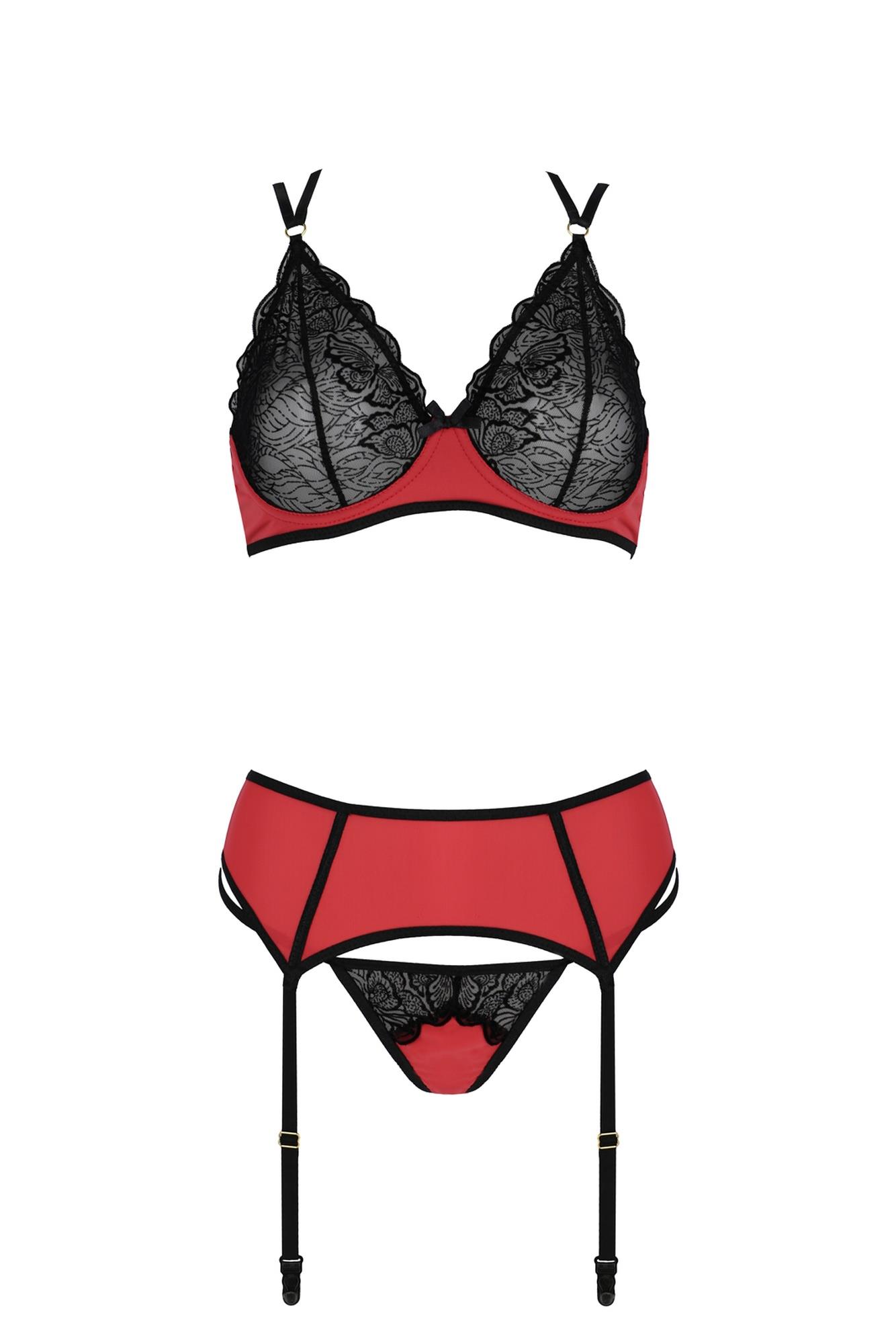 Bielizna-Magnolia Set Red S/M