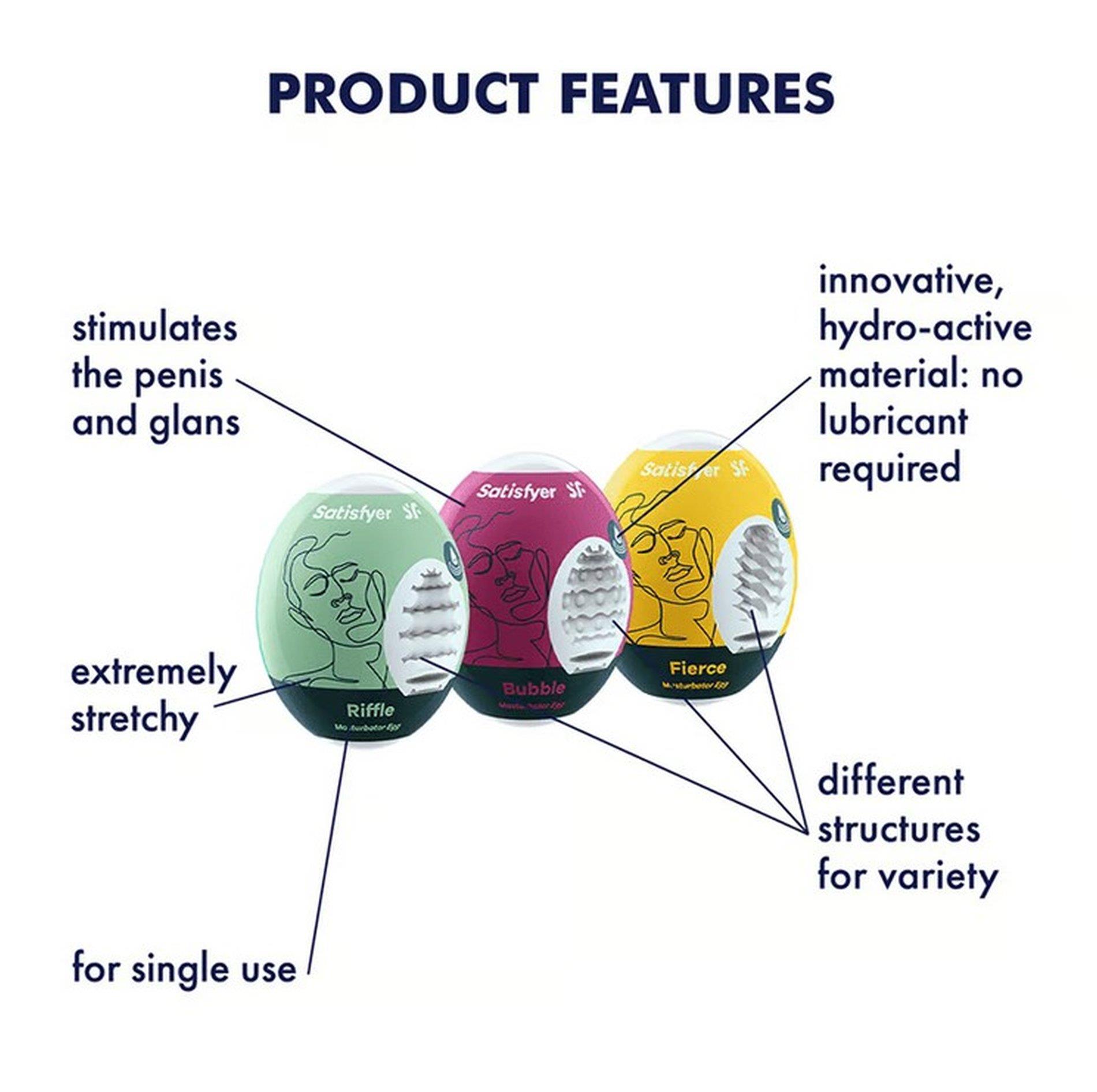 Masturbator Egg 3Er Set Riffle,Bubble,Fierce