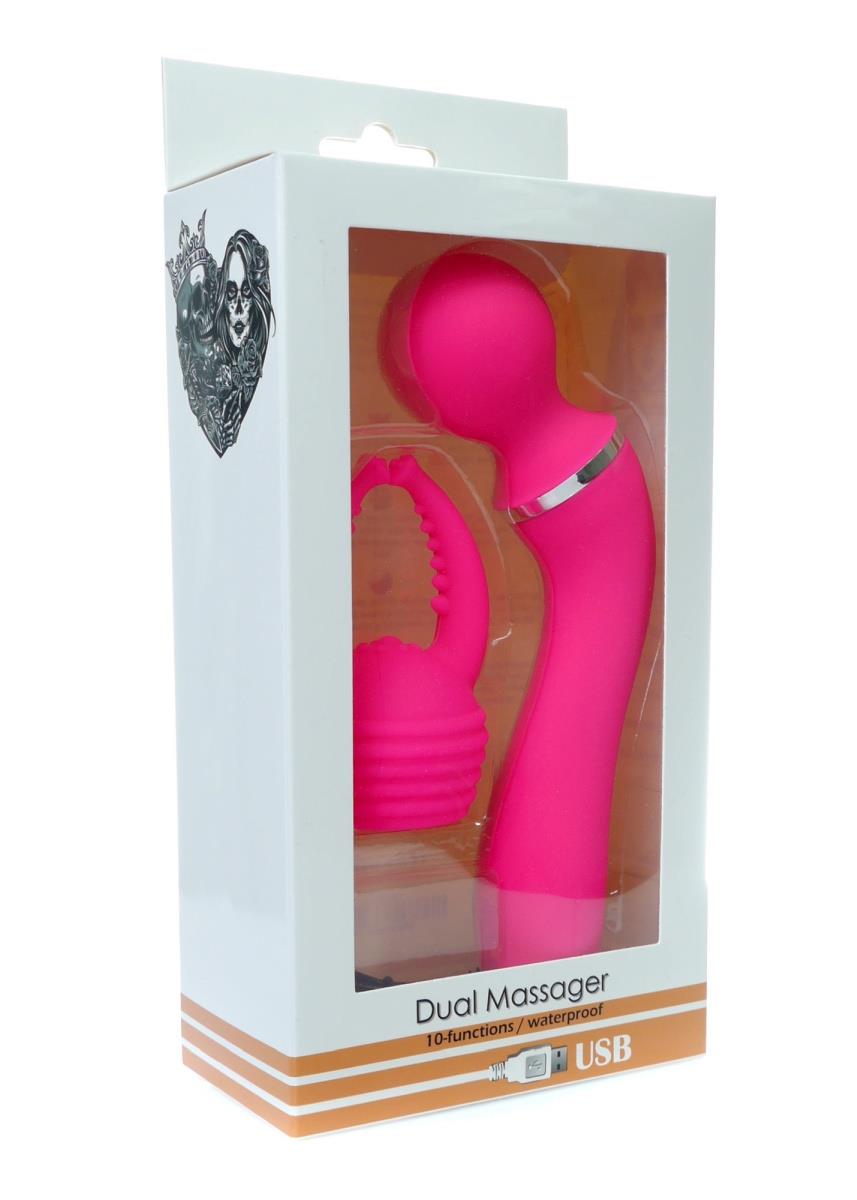 Dual Massager + Overlay Usb 10+10 Functions Pink