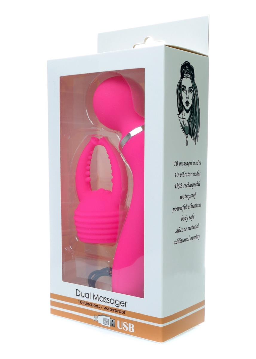 Dual Massager + Overlay Usb 10+10 Functions Pink