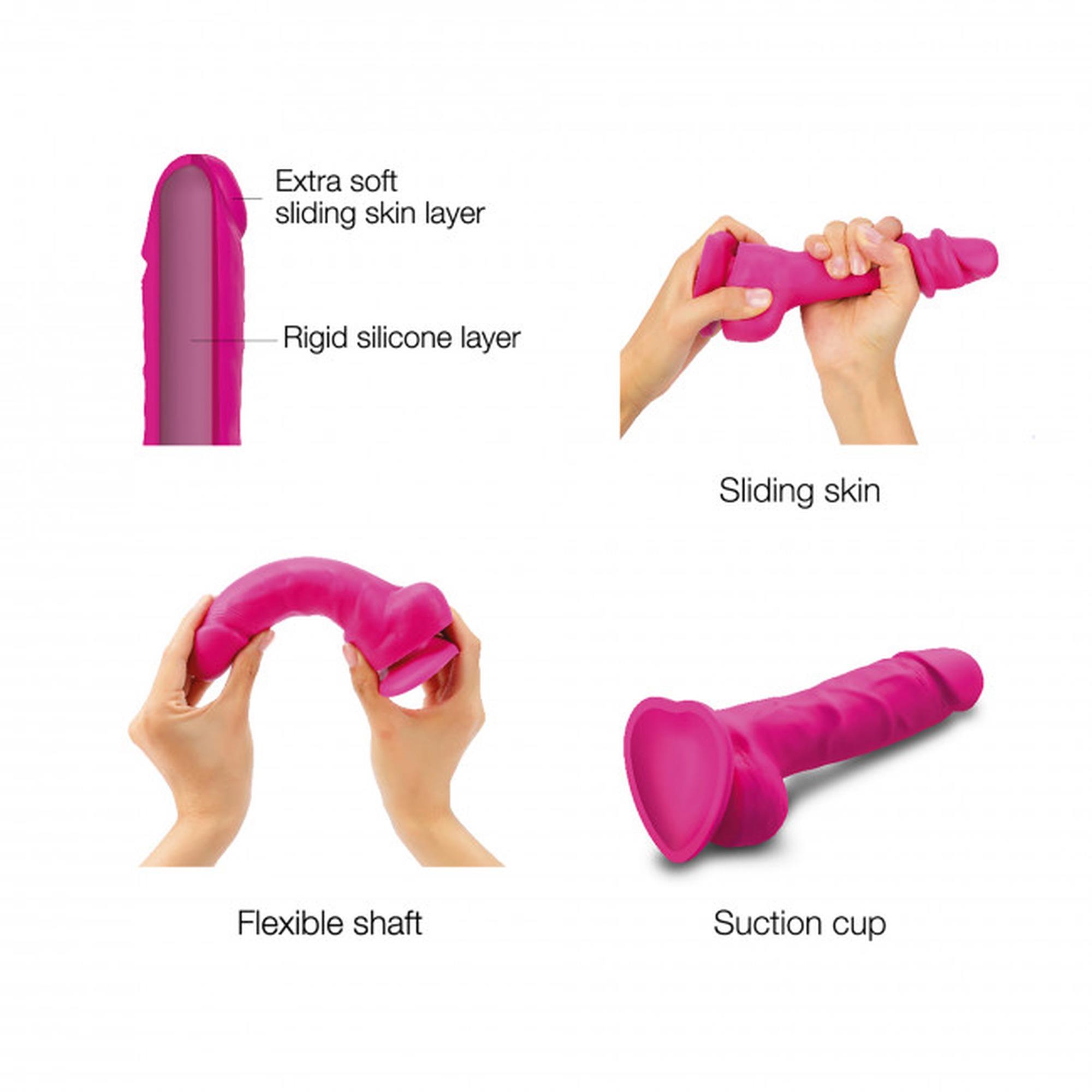 Sliding Skin Realistic Dildo Fuchsia L