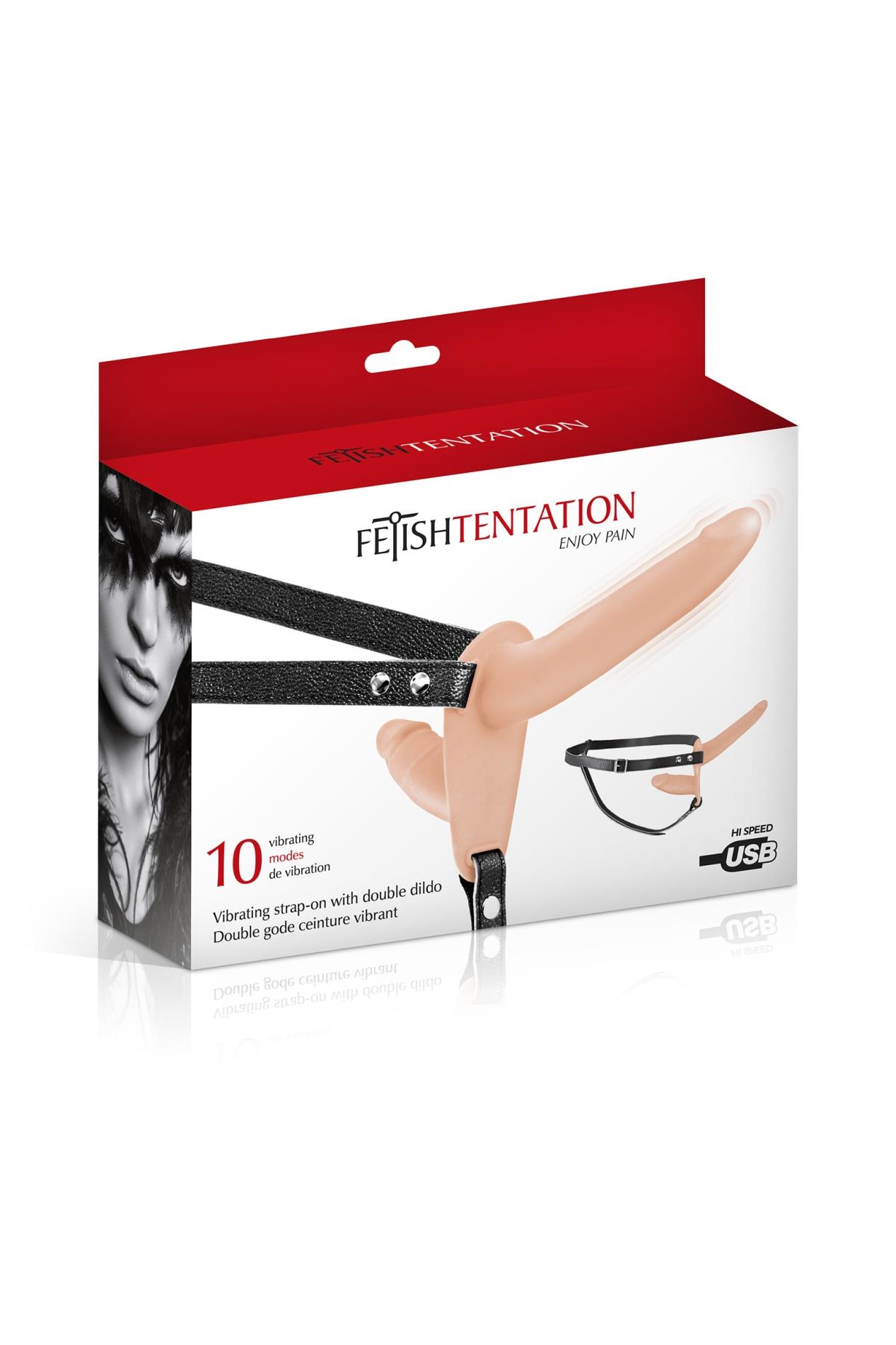 Double Strap-On Vibrating Flesh Strap-On Dildo