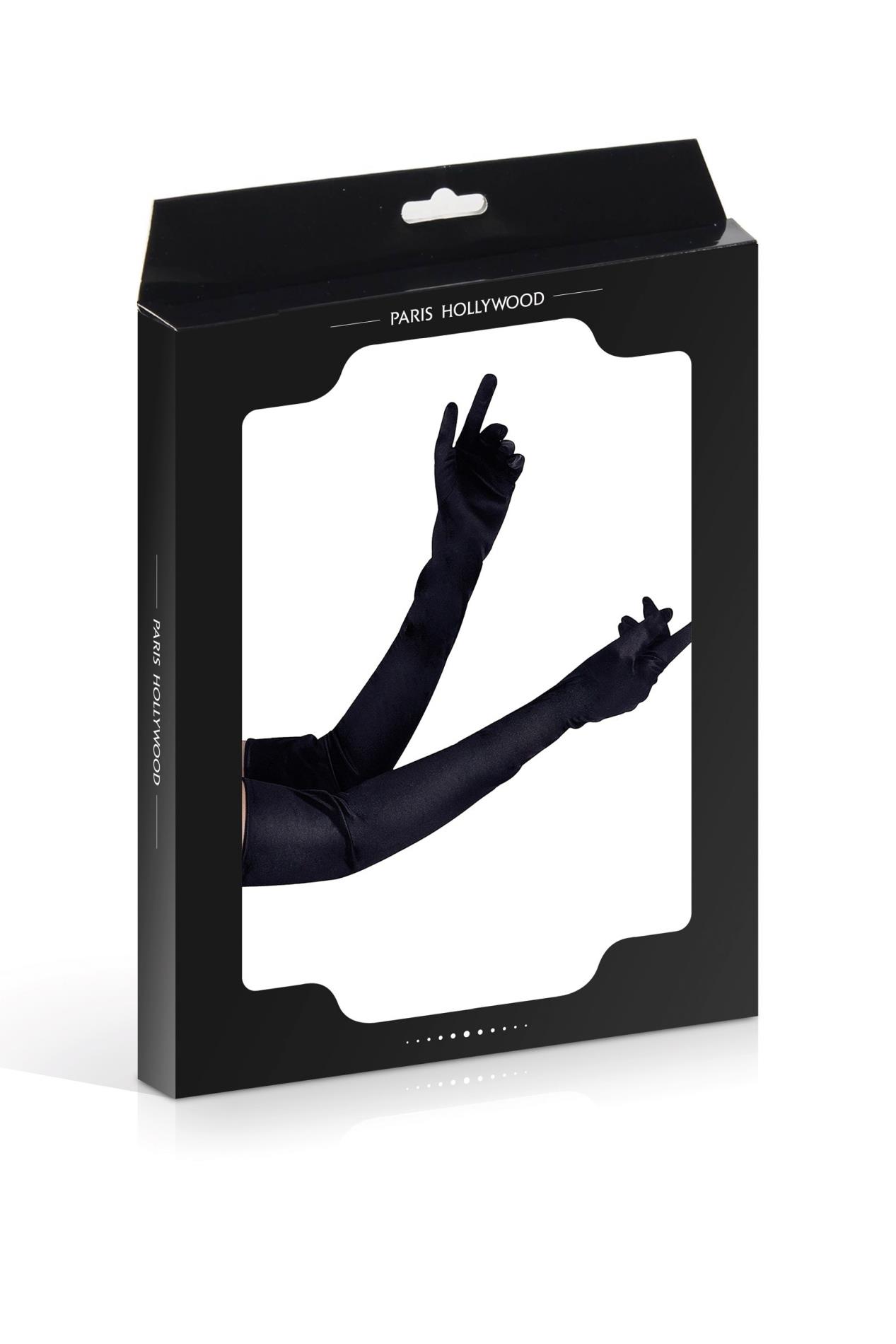 Long Black Satin Gloves Tu (Size: Tu)