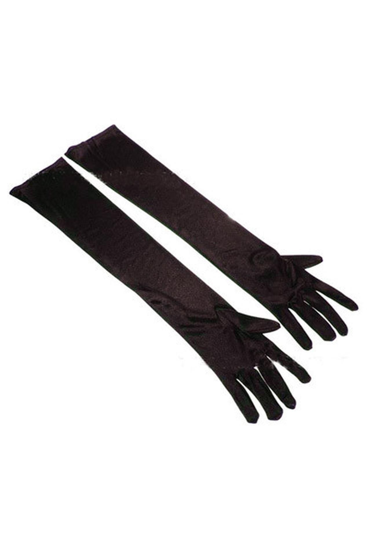 Long Black Satin Gloves Tu (Size: Tu)