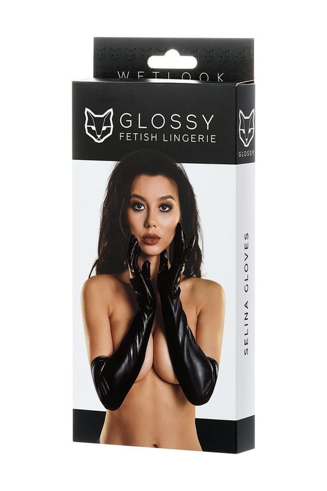 Glossy Gloves Selina - Black L