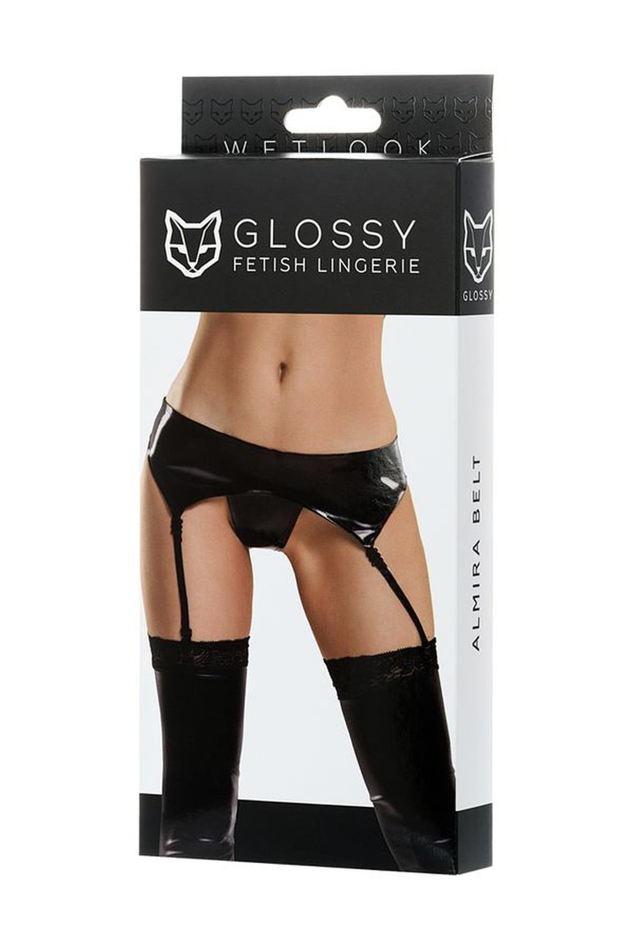 Glossy Belt For Stockings And Panties Almira - Black M