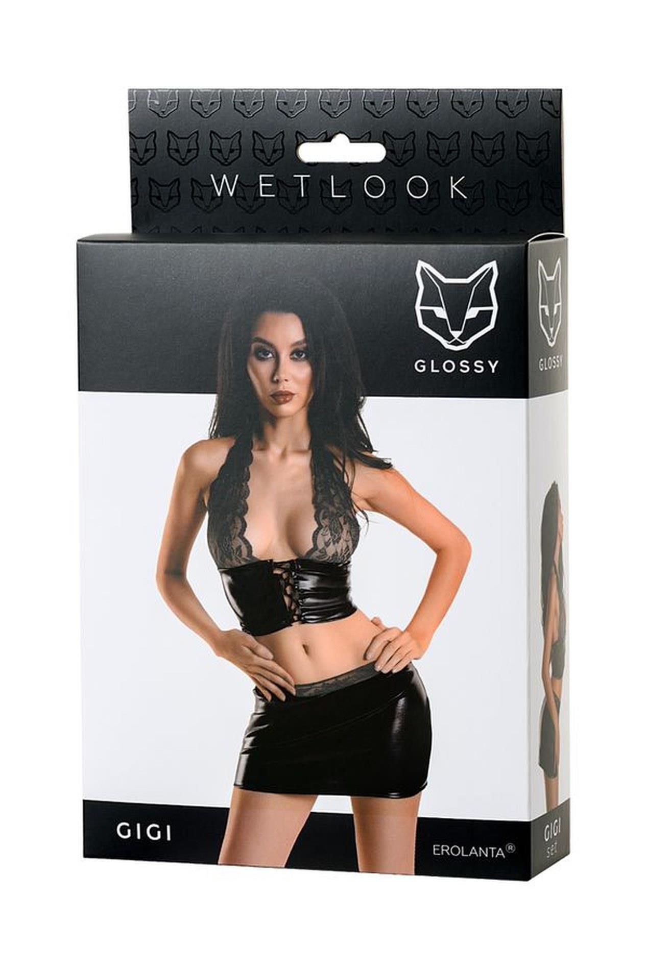 Wetlook Shiny Set Gigi - Black Xl