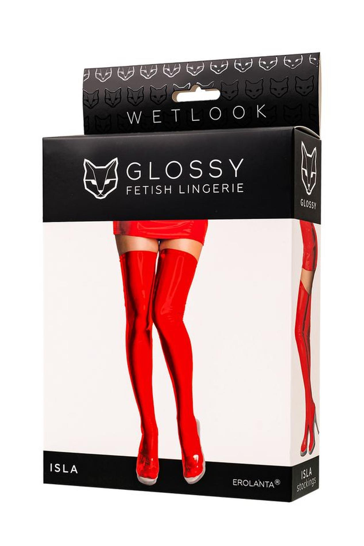 Wetlook Glossy Isla Stockings - Red S