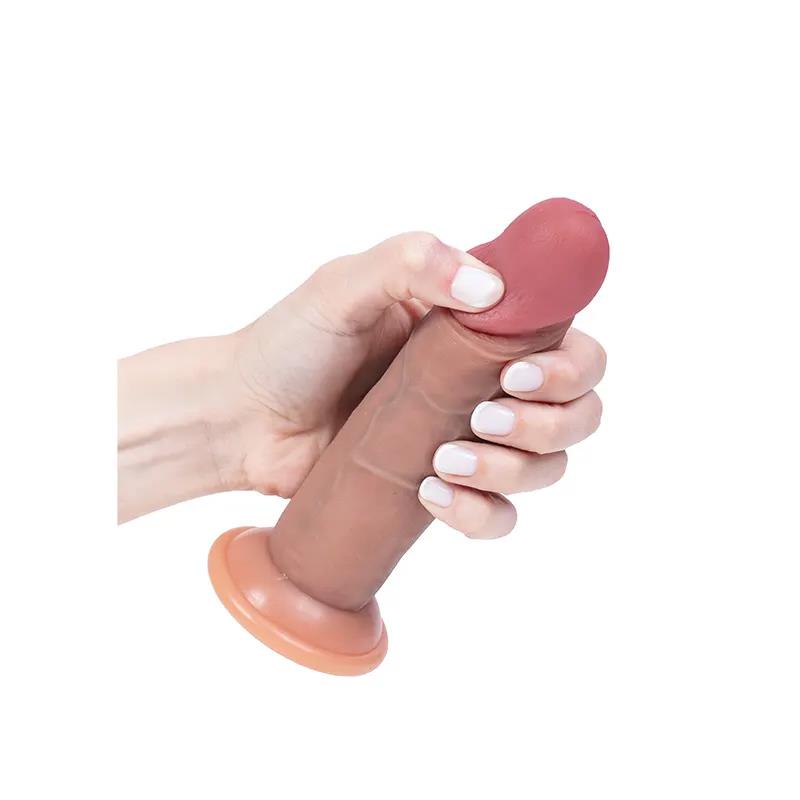 Silicone Dildo With Movable Foreskin 18 Cm