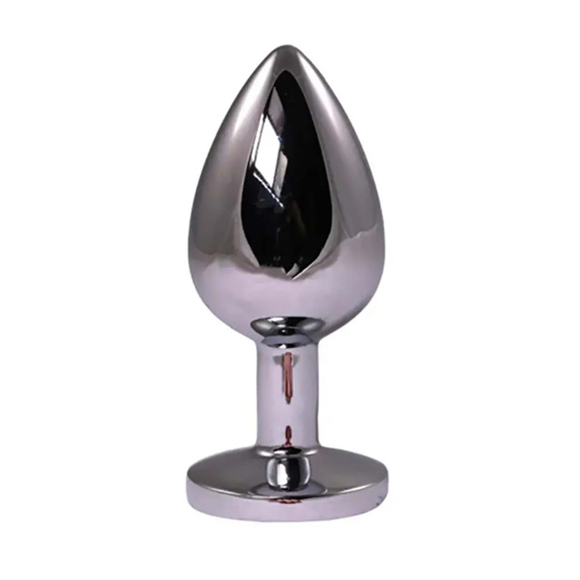 Silver Small Butt Plug With Red Diamond