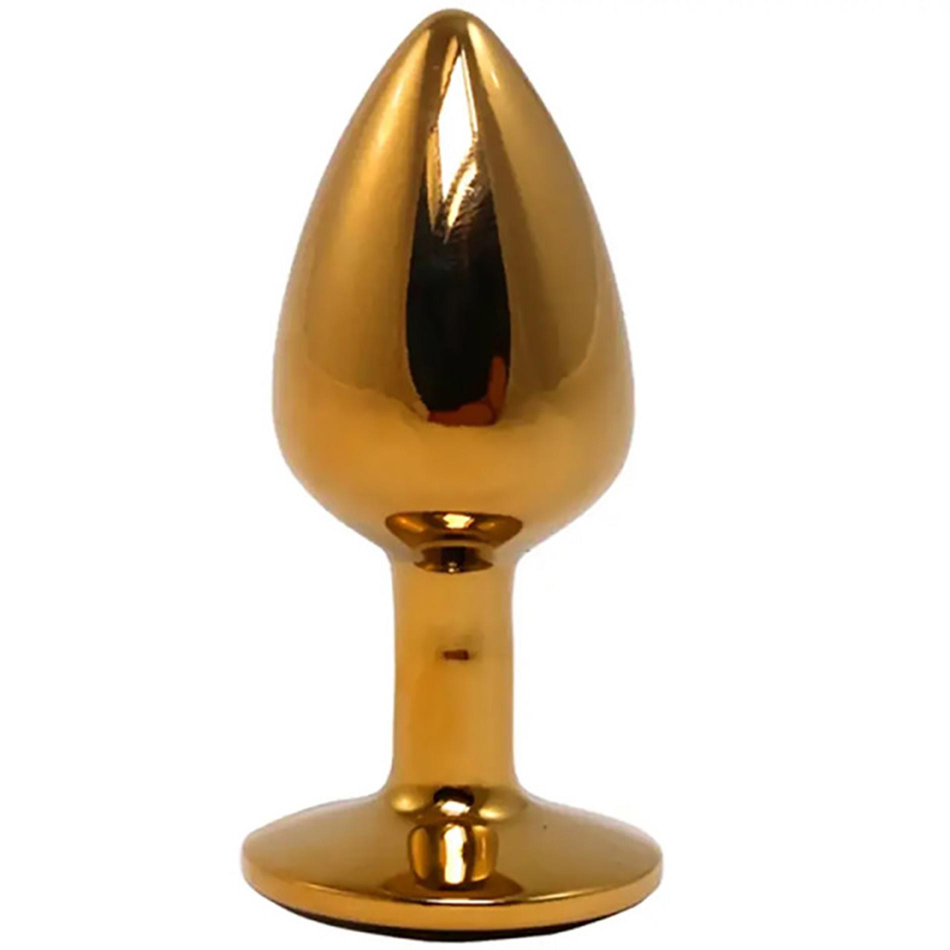 Gold Small Butt Plug With Black Diamond