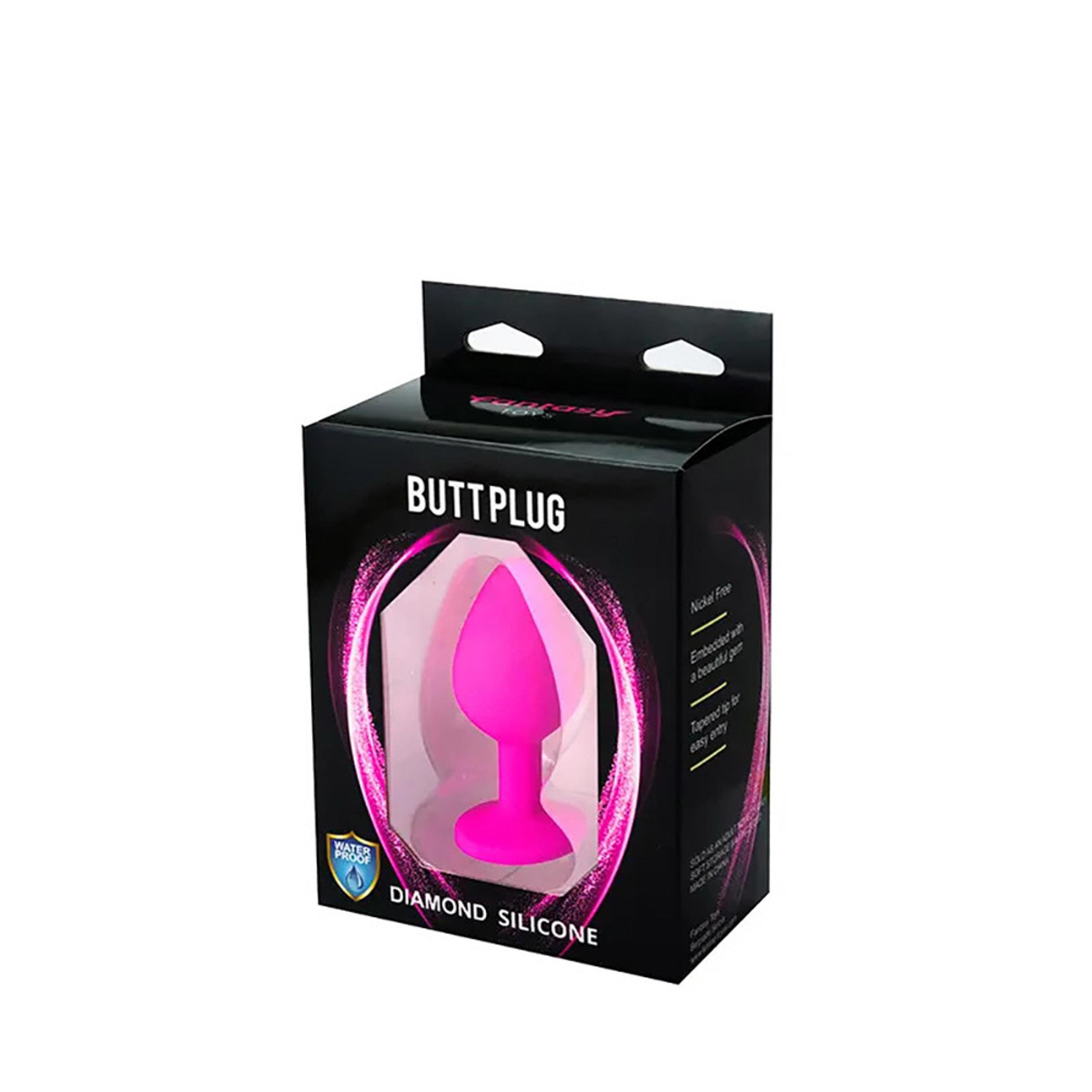 Pink Medium Butt Plug With White Crystal