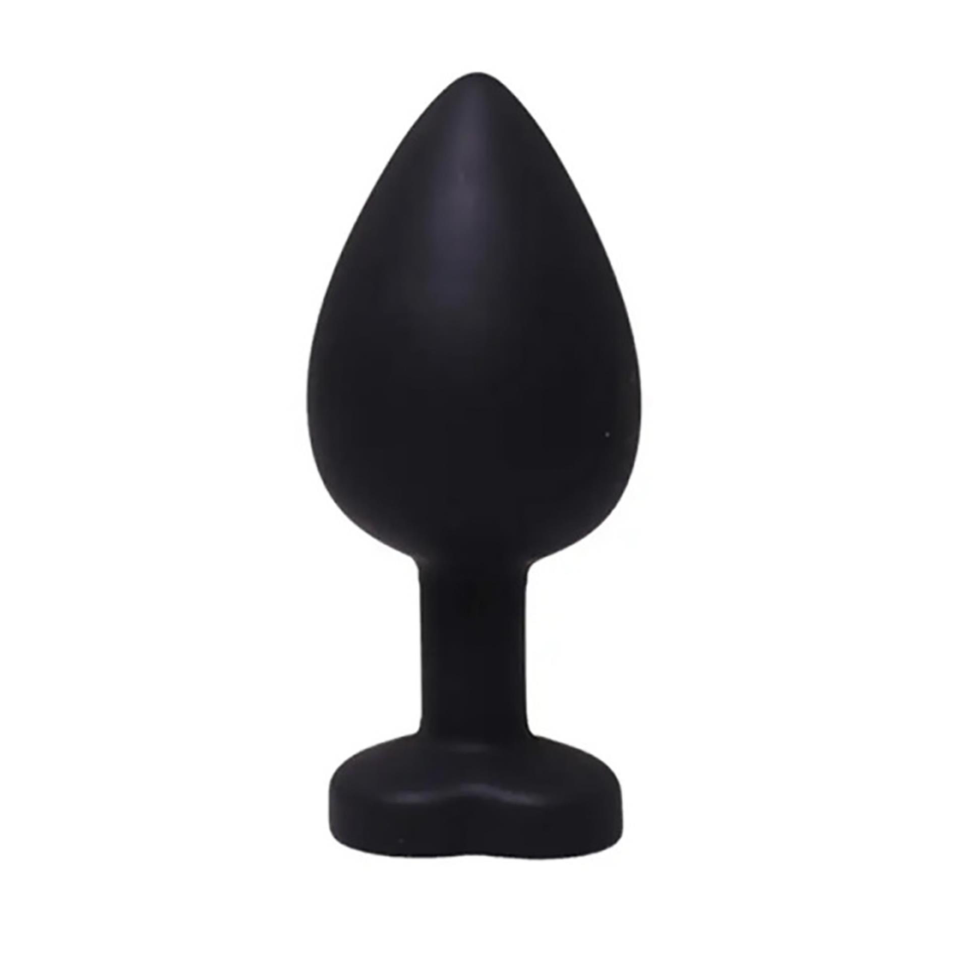Black Large Heart-Shaped Butt Plug With White Crystal