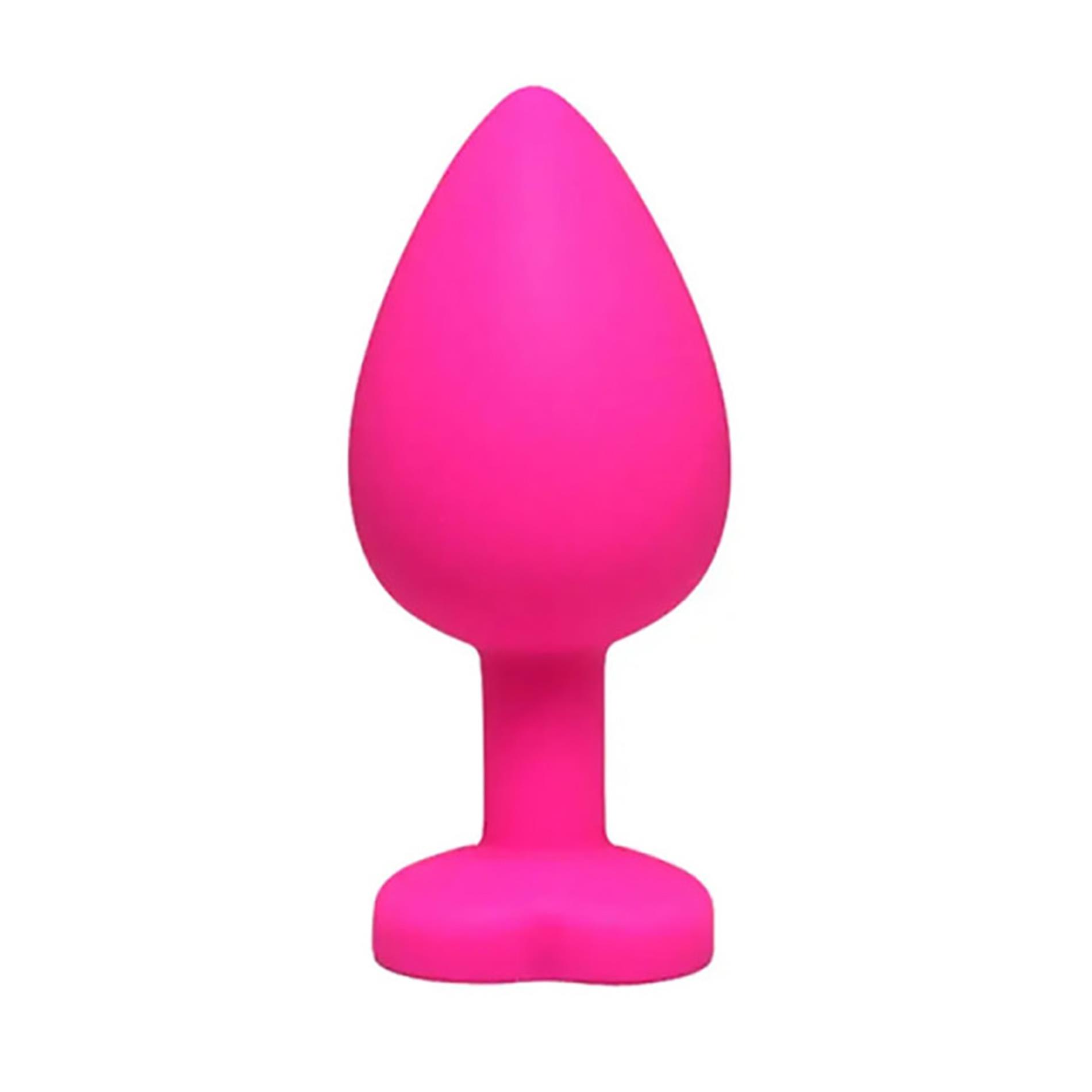 Pink Medium Heart-Shaped Butt Plug With White Crystal