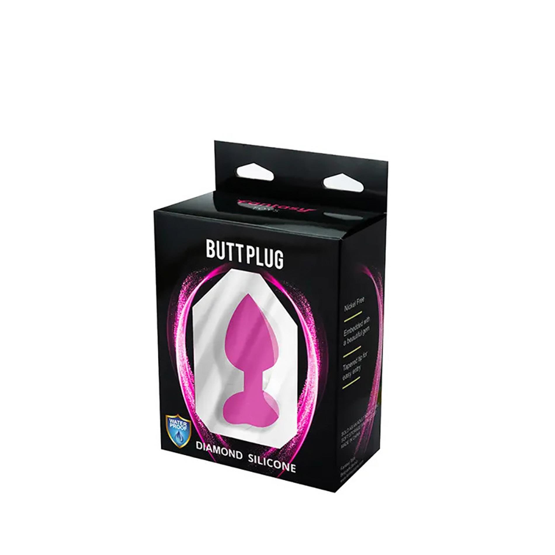 Pink Small Heart-Shaped Butt Plug With White Crystal