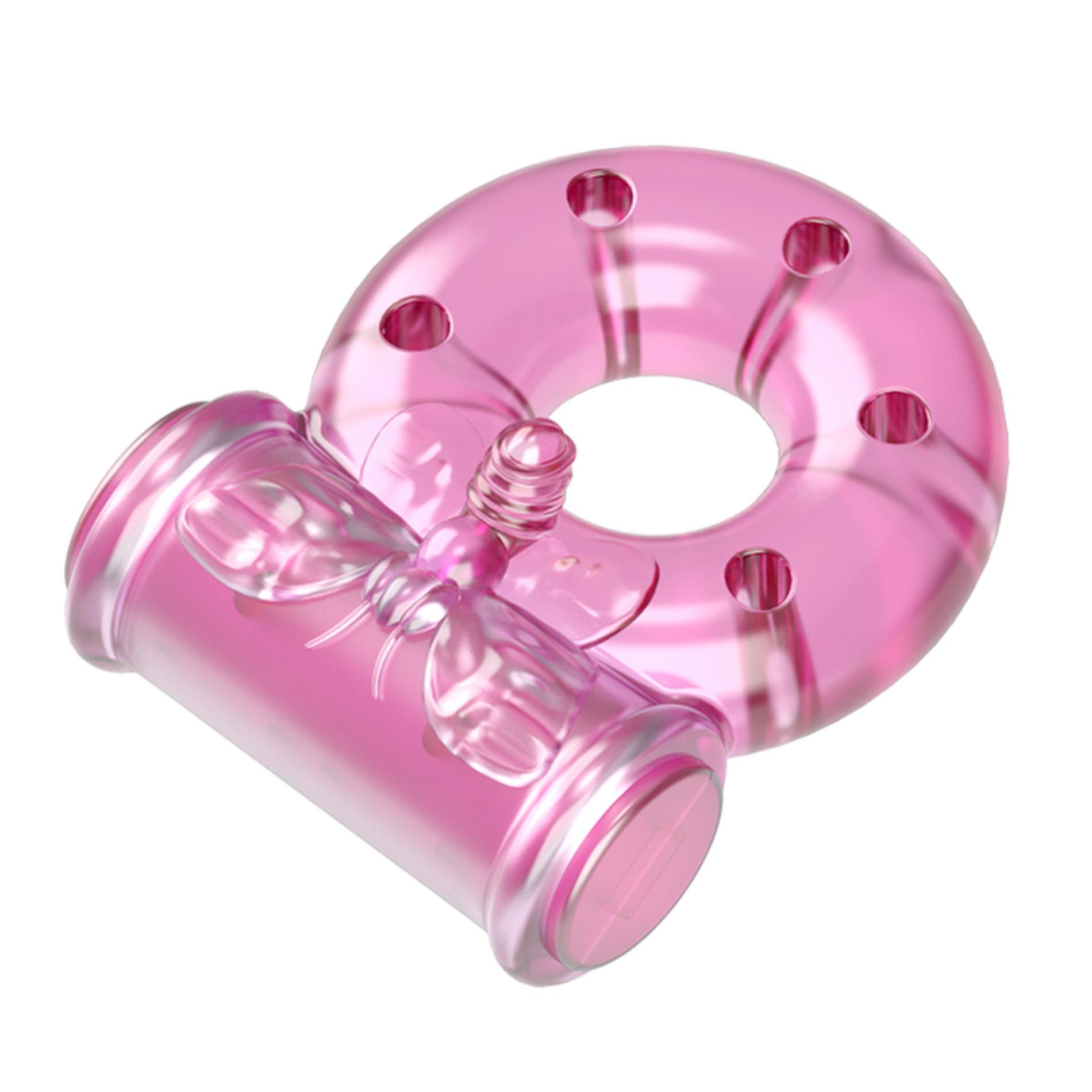 Vibrating Cock Ring & Condom Set – Pink