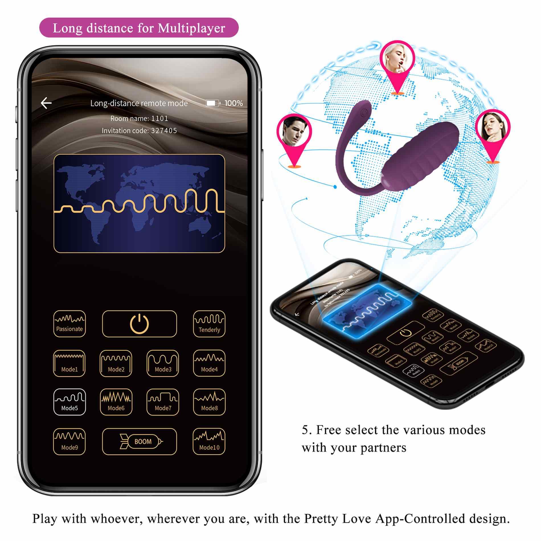 Pretty Love - Casper Purple 12 Vibration Functions Mobile App Remote