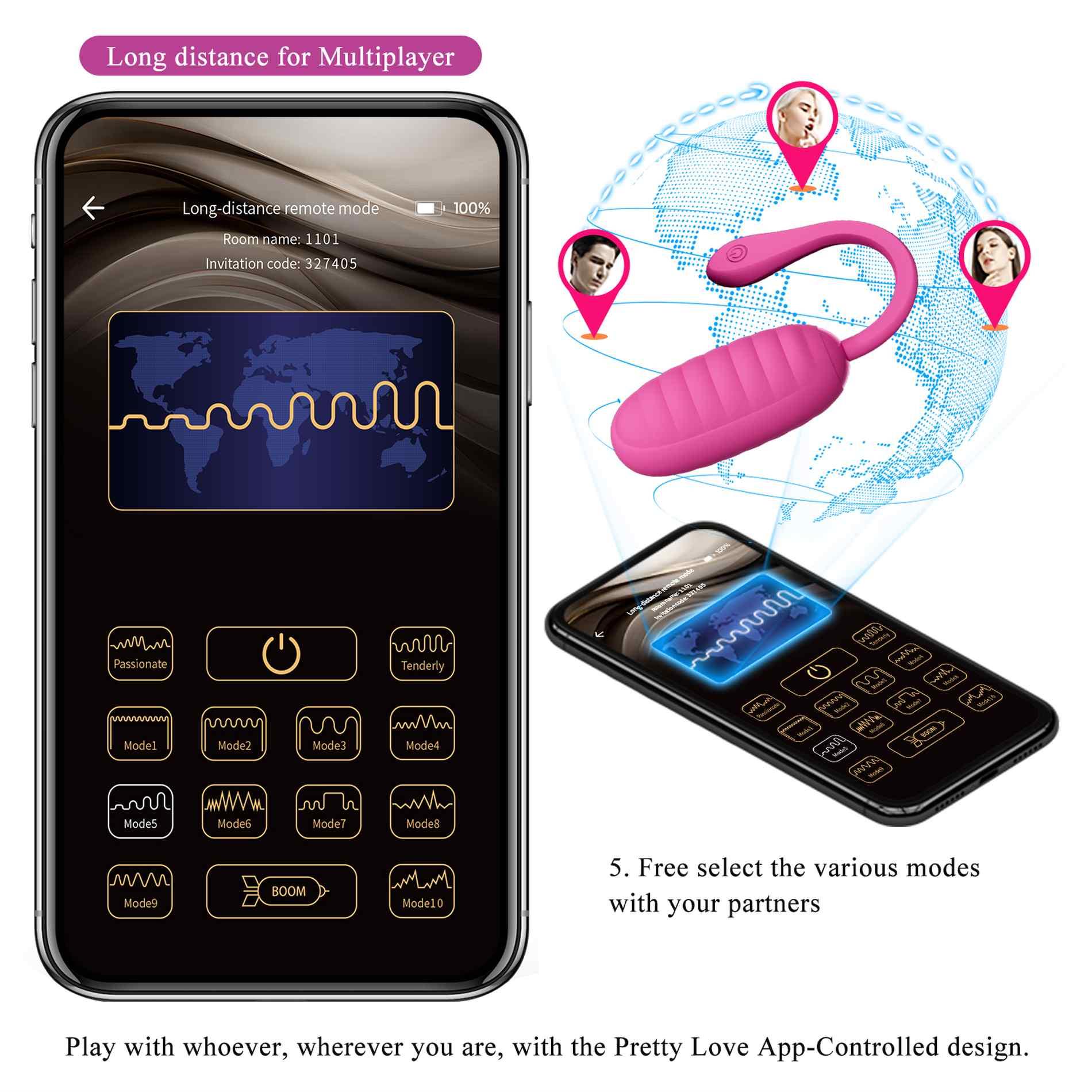 Pretty Love - Catalina, 12 Vibration Functions Mobile App Long-Distance