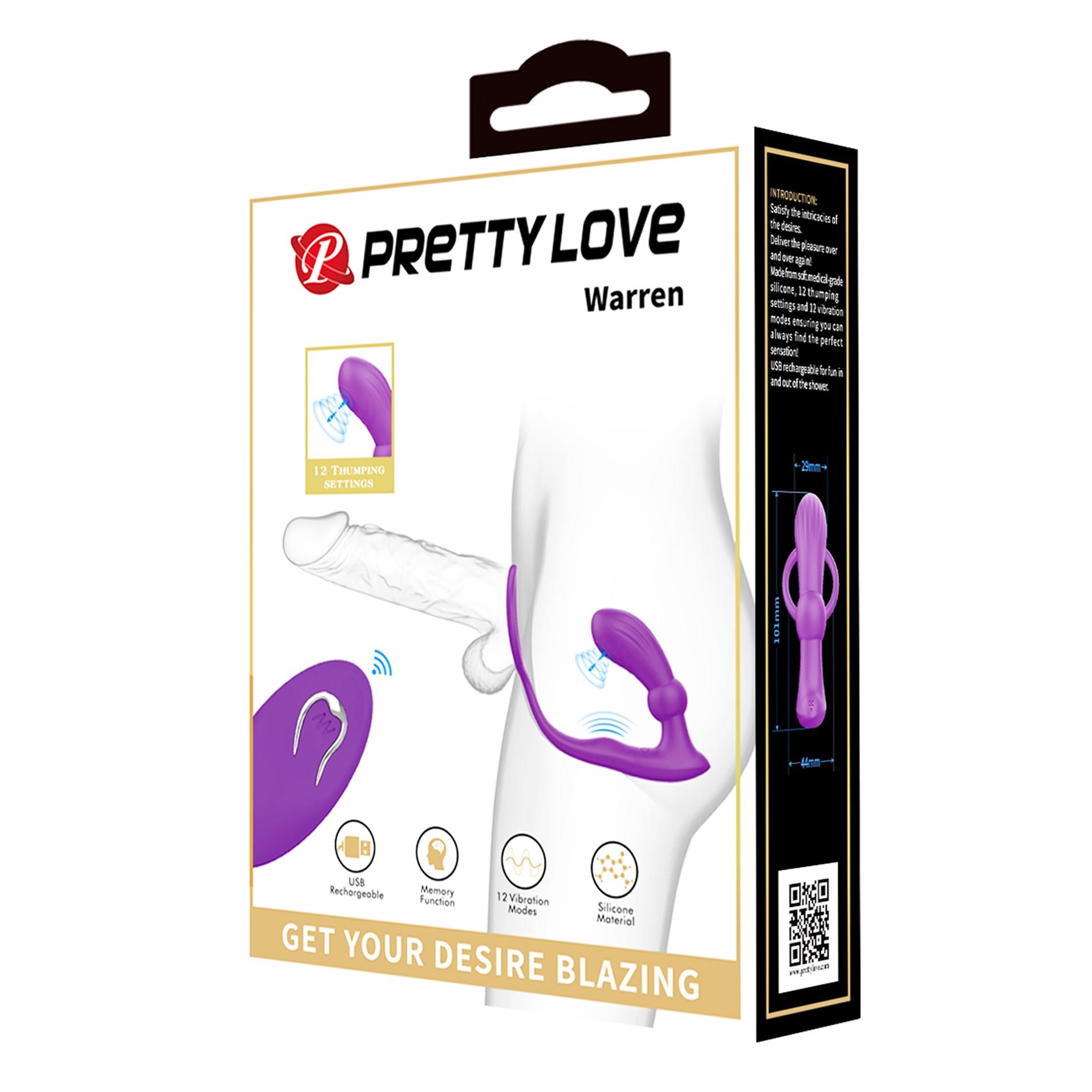 Pretty Love - Warren Purple, Wireless Remote Control 12 Pulse Wave Settings