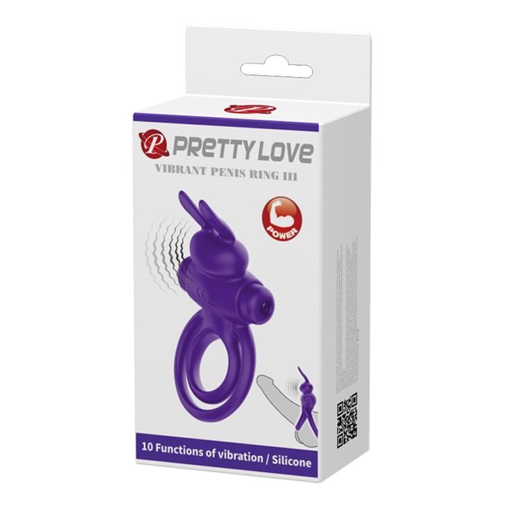 Pretty Love - Vibrant Penis Ring Iii 10 Functions Purple