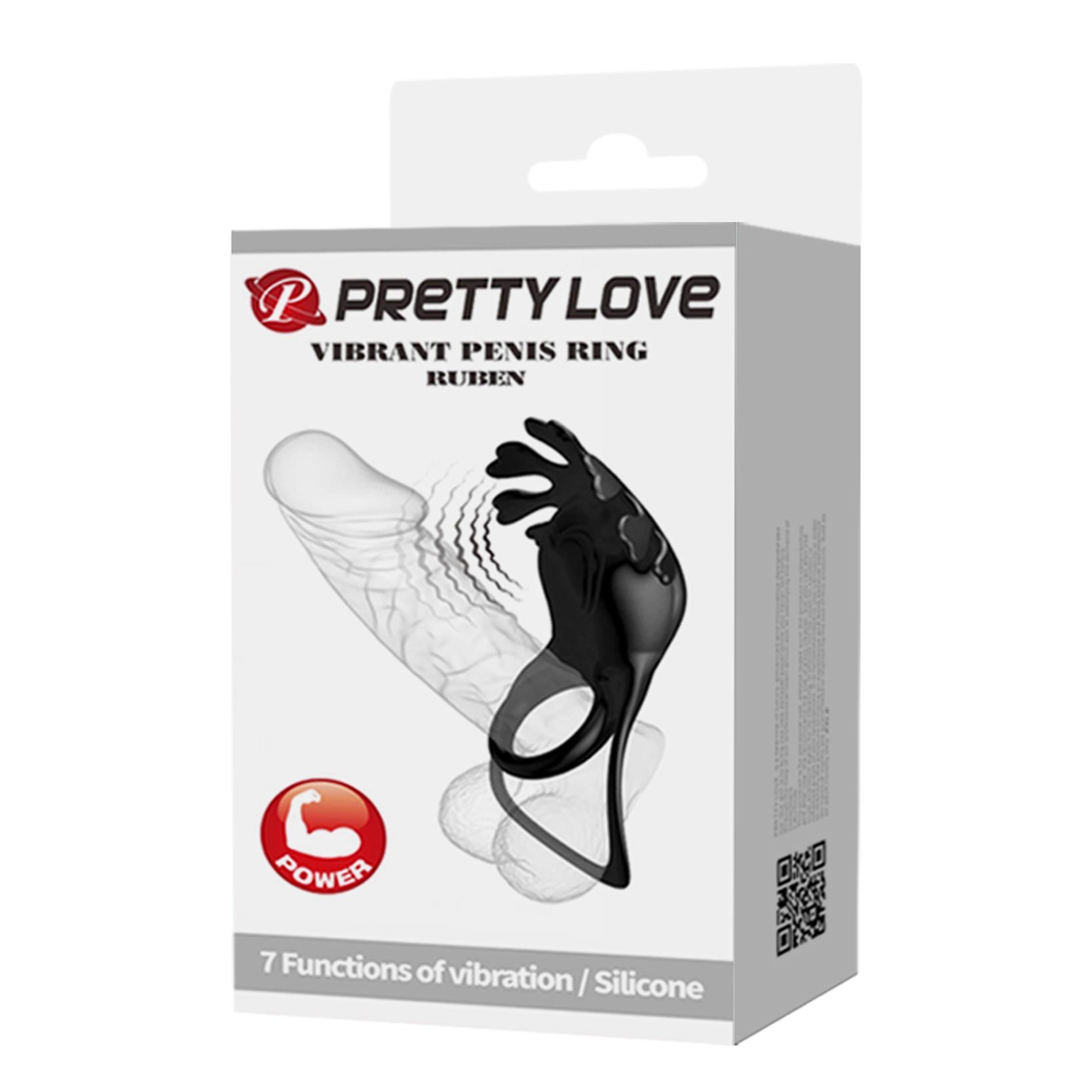 Pretty Love - Vibrant Penis Ring Ruben Black, 7 Vibration Functions
