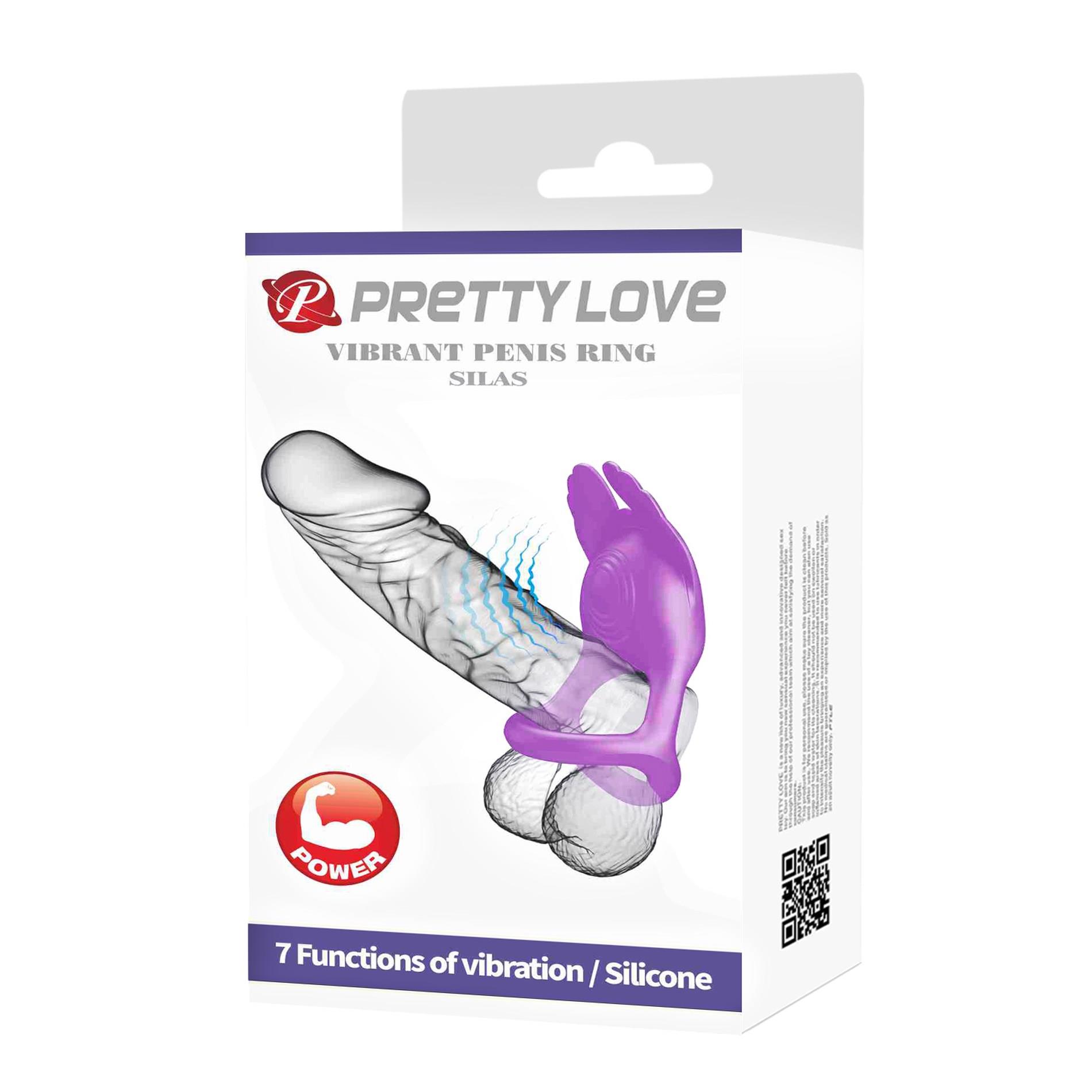 Pretty Love - Vibrant Penis Ring Silas Black, 7 Vibration Functions