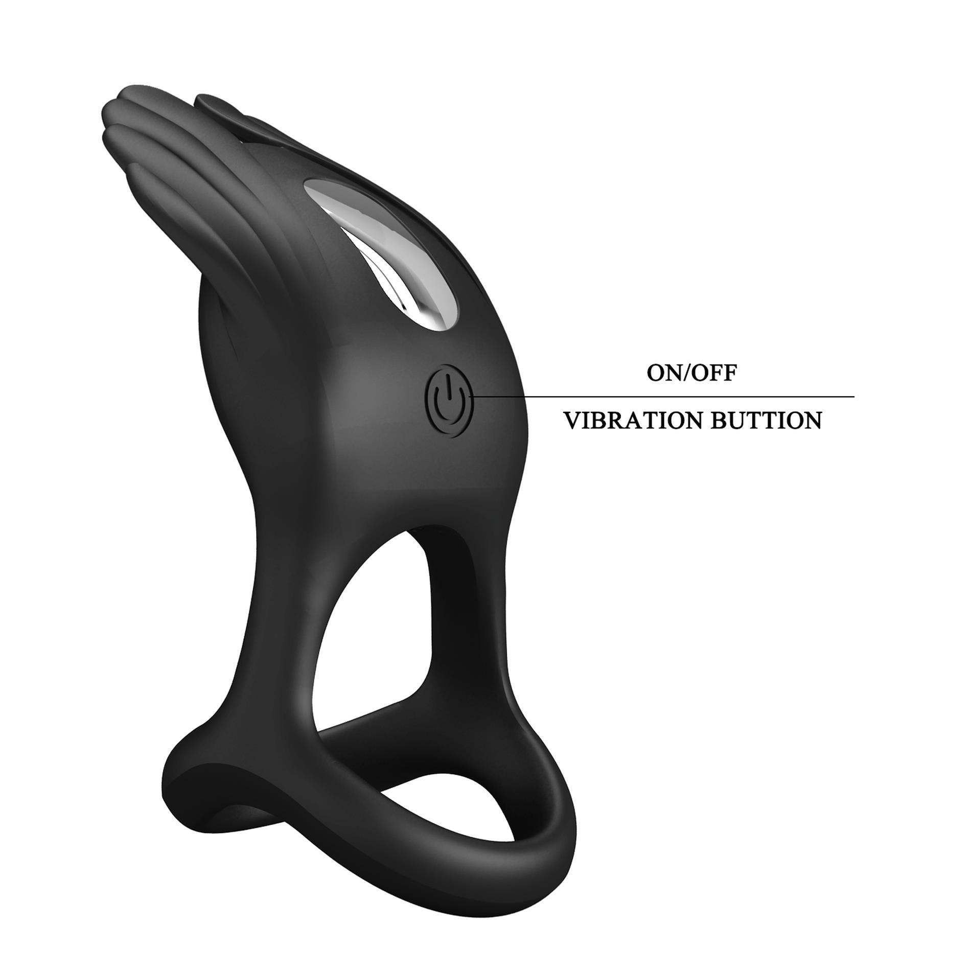 Pretty Love - Vibrant Penis Ring Silas Black, 7 Vibration Functions