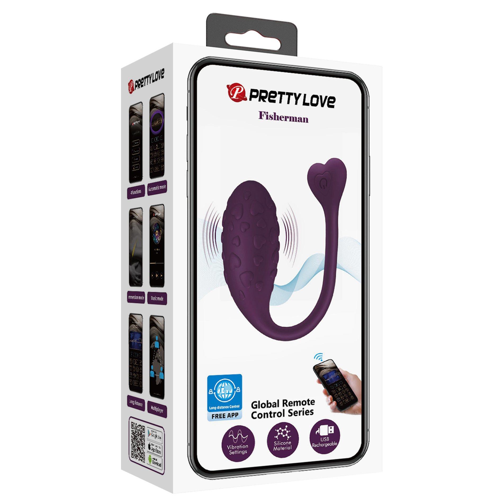 Pretty Love - Fisherman Purple, 12 Vibration Functions Mobile App Remote