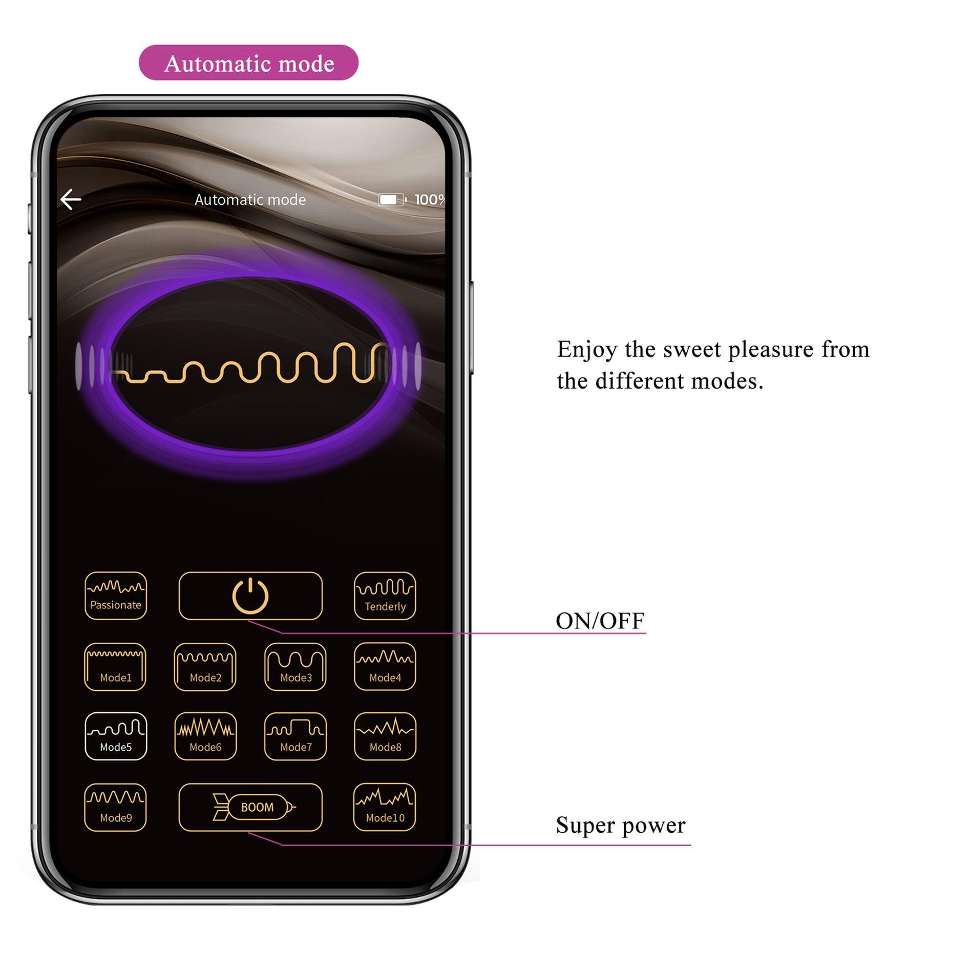 Pretty Love - Fisherman Purple, 12 Vibration Functions Mobile App Remote