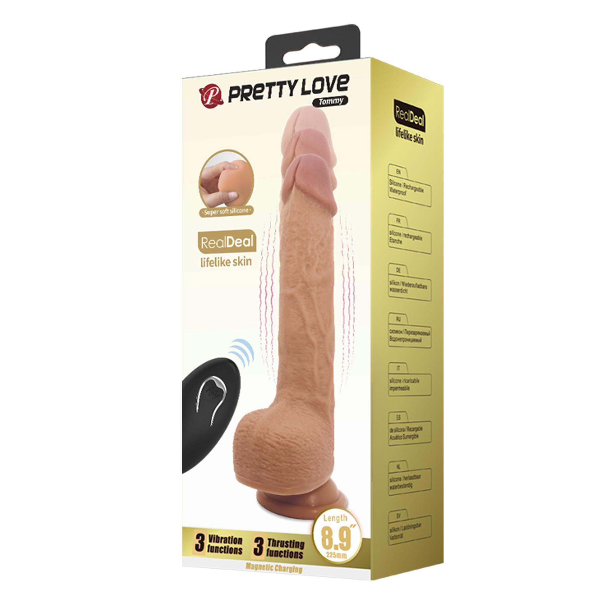 Pretty Love - Tommy 8,9'' Light Brown, 3 Vibration Functions 3 Thrusting