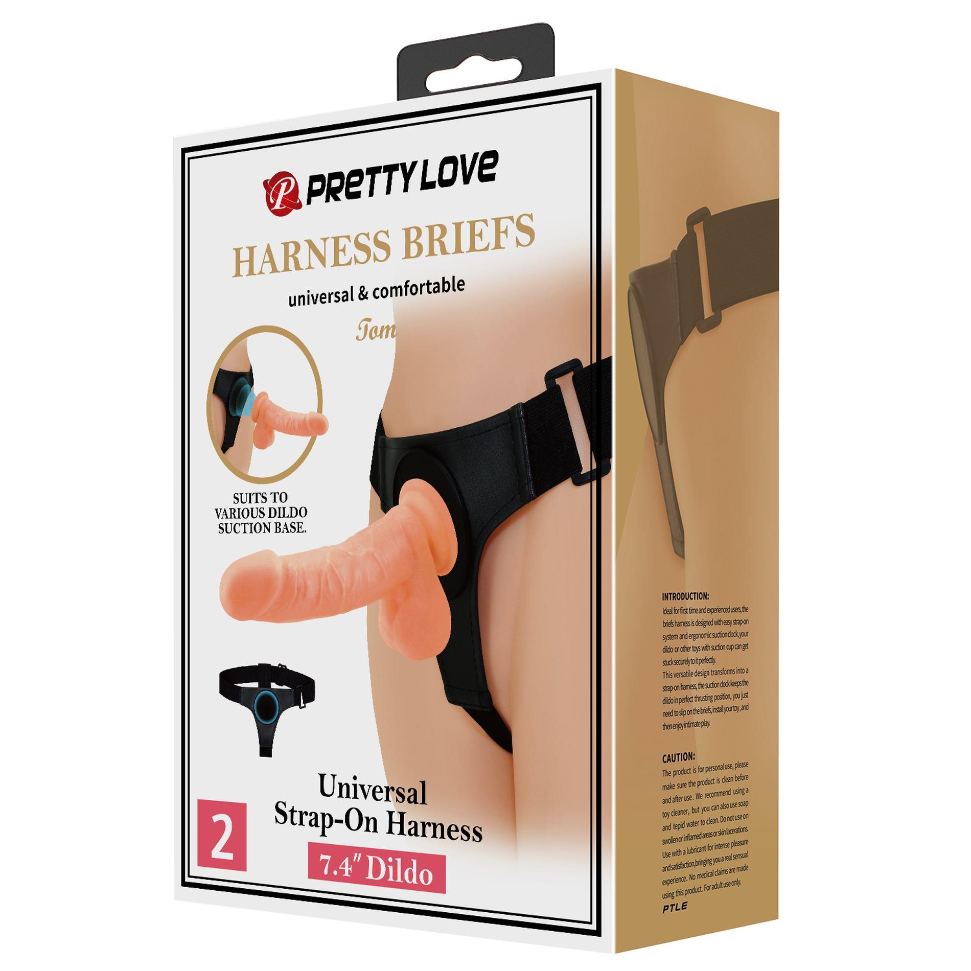Pretty Love - Harness Briefs- Tom, Universal Strap-On, 7.4'' Dildo