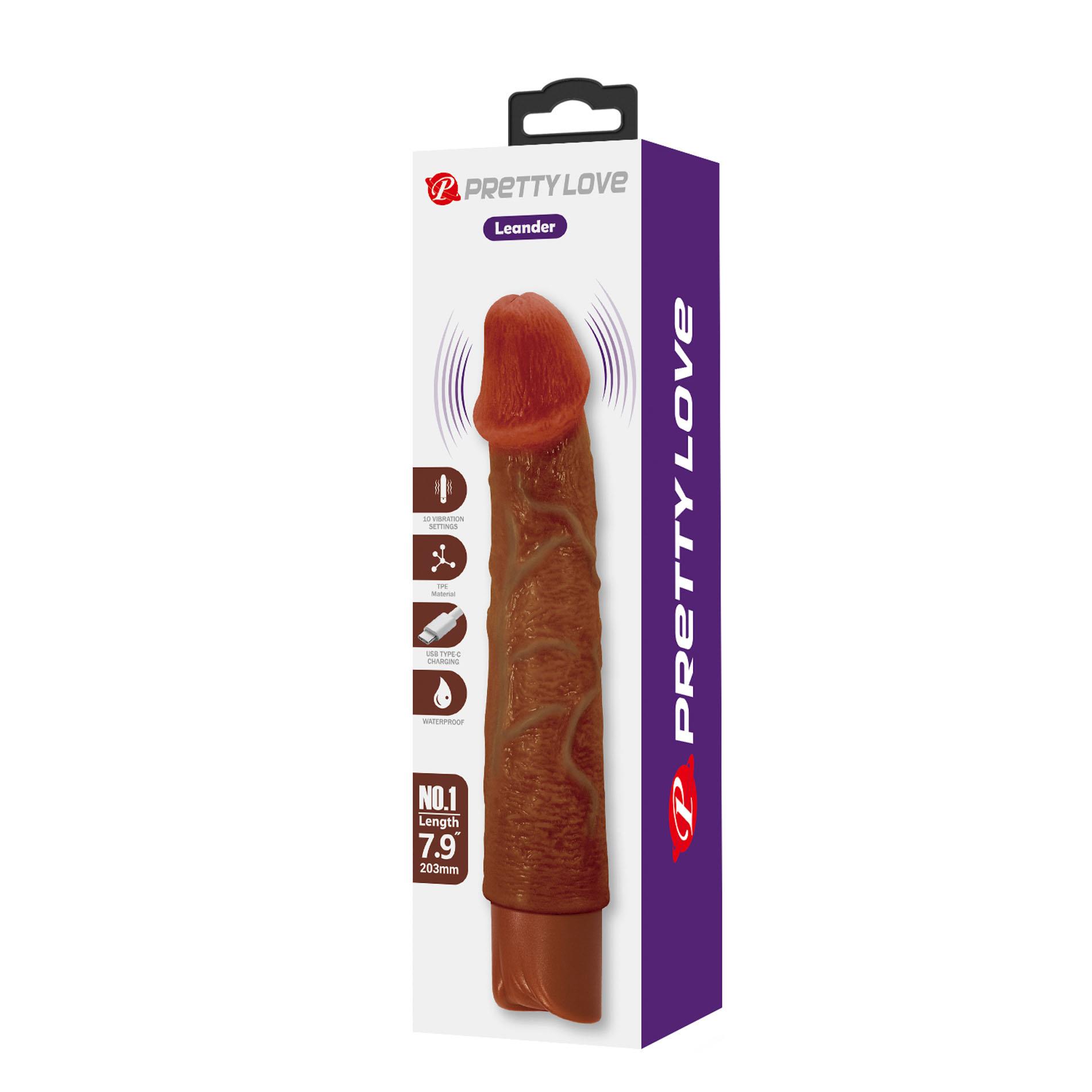 Pretty Love Leander Realistic Vibrating Dildo (Brown Edition)