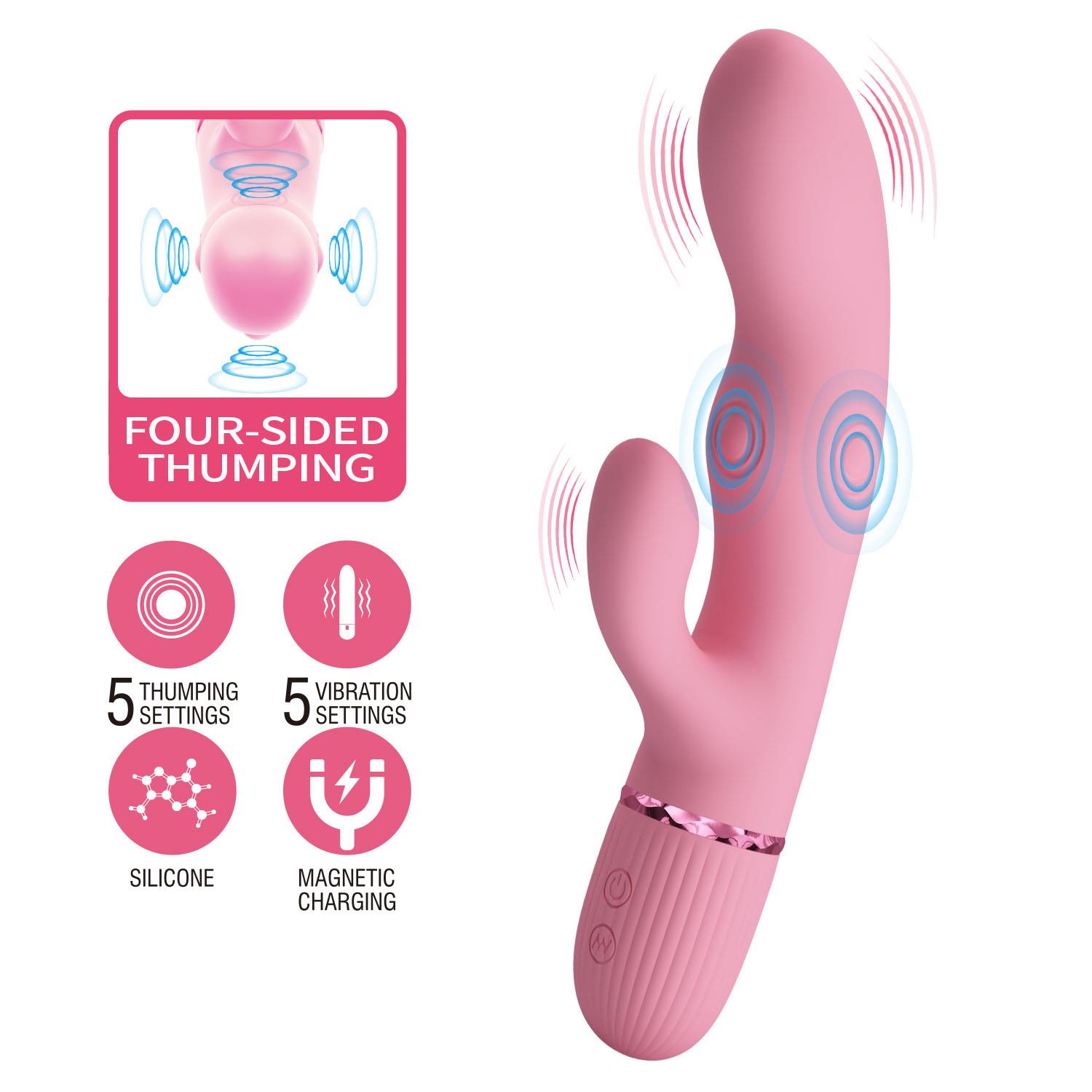Pretty Love Zach Four-Sided Thumping Rabbit Vibrator – Pink