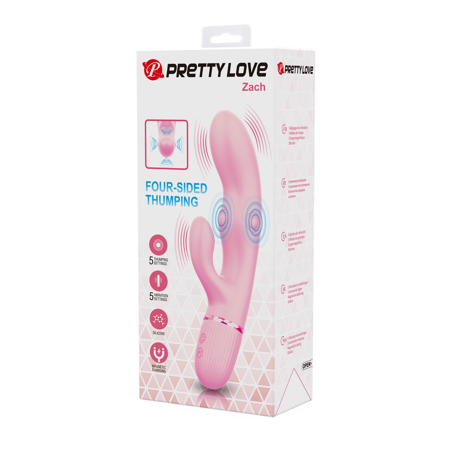 Pretty Love Zach Four-Sided Thumping Rabbit Vibrator – Pink
